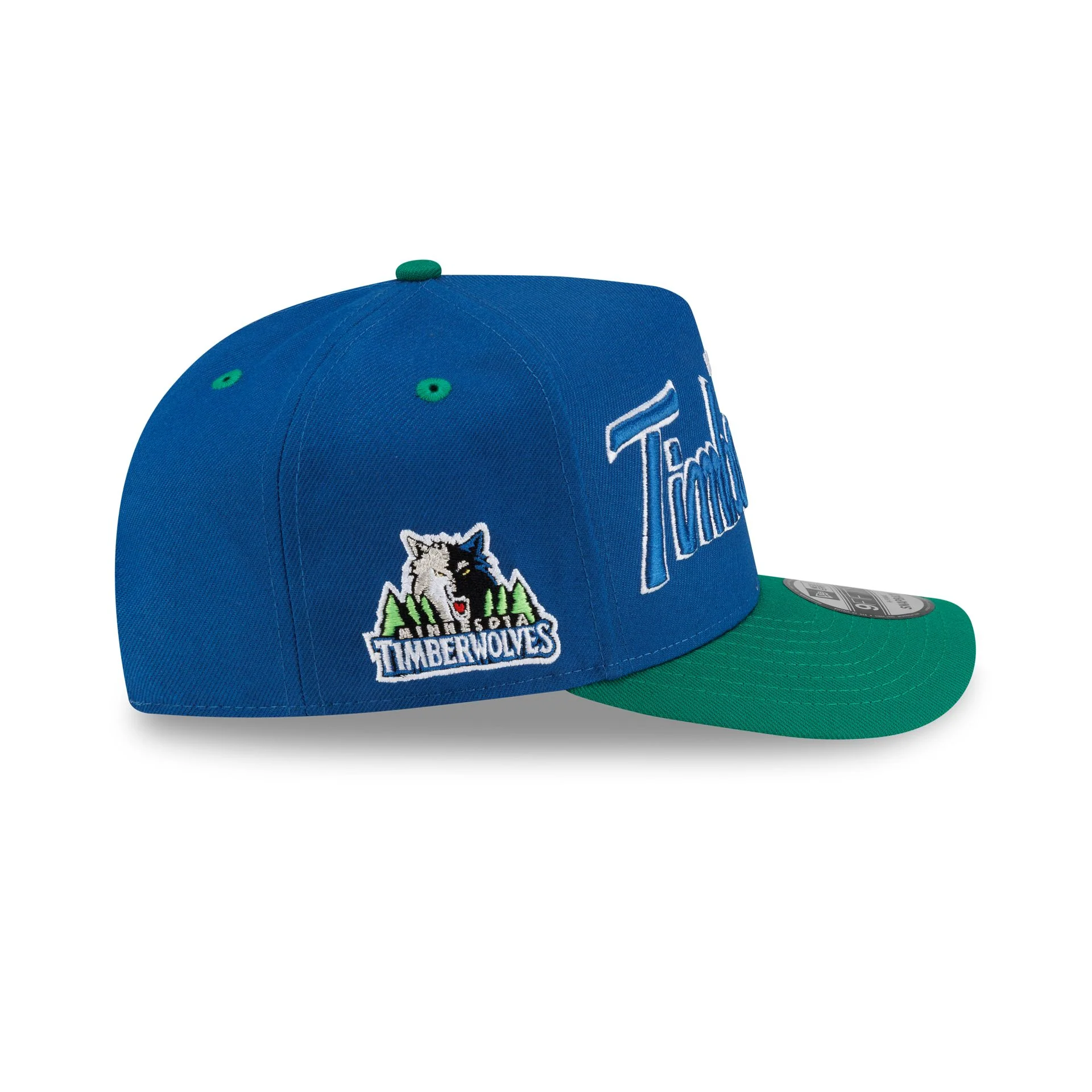 Minnesota Timberwolves Hardwood Classics 90s Script 9FIFTY A-Frame Snapback Hat - Image 4