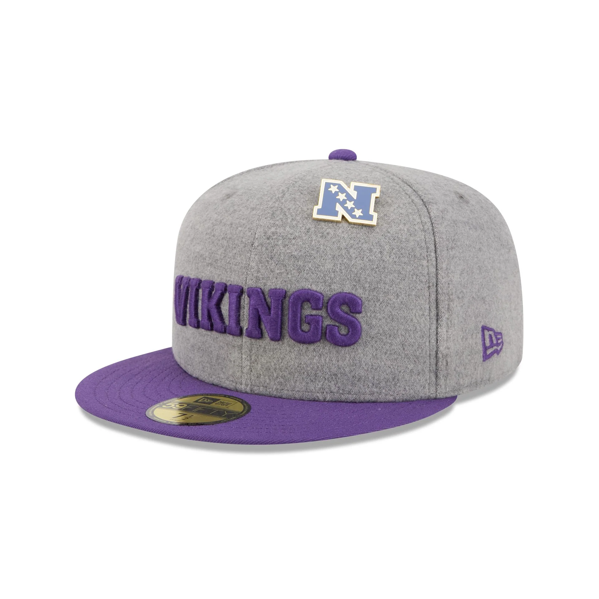 Minnesota Vikings Heather Gray Wool 59FIFTY Fitted Hat - Image 3