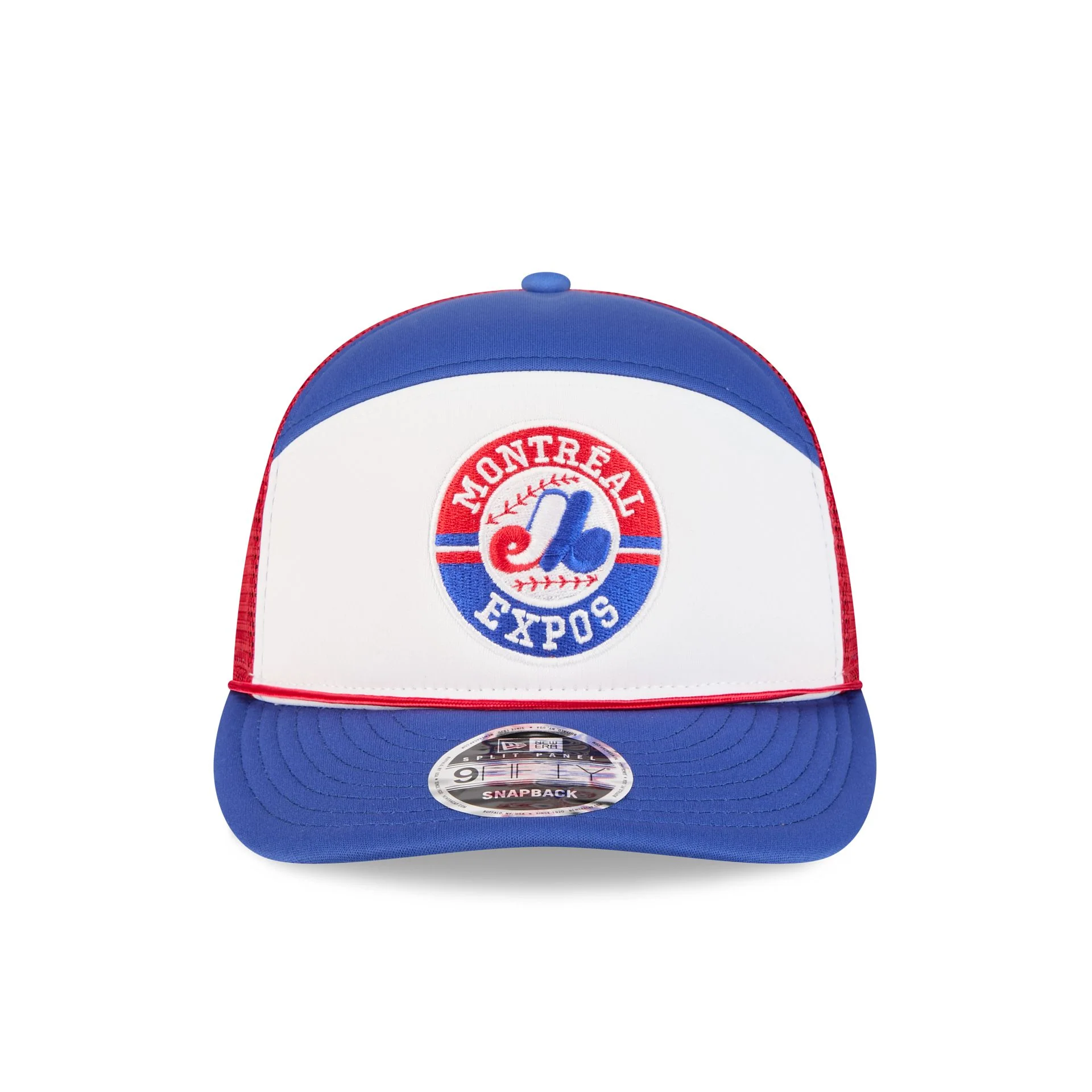 Montreal Expos Blocked Split Panel 9FIFTY Trucker Hat - Image 2