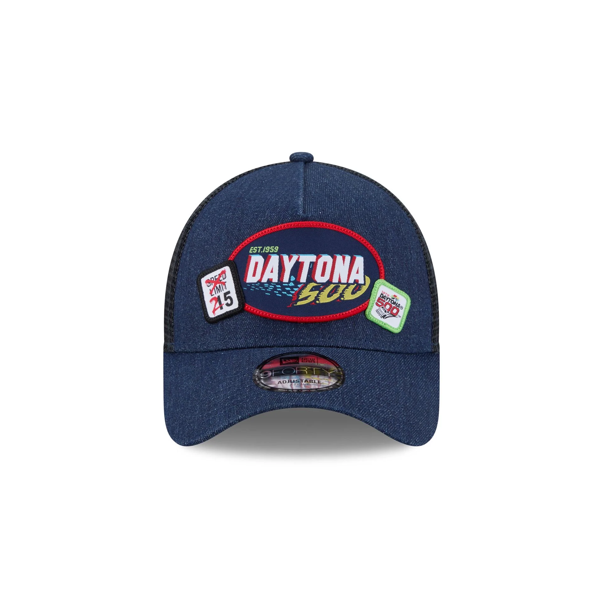 NASCAR DAYTONA 500 Denim 9FORTY A-Frame Trucker Hat - Image 2