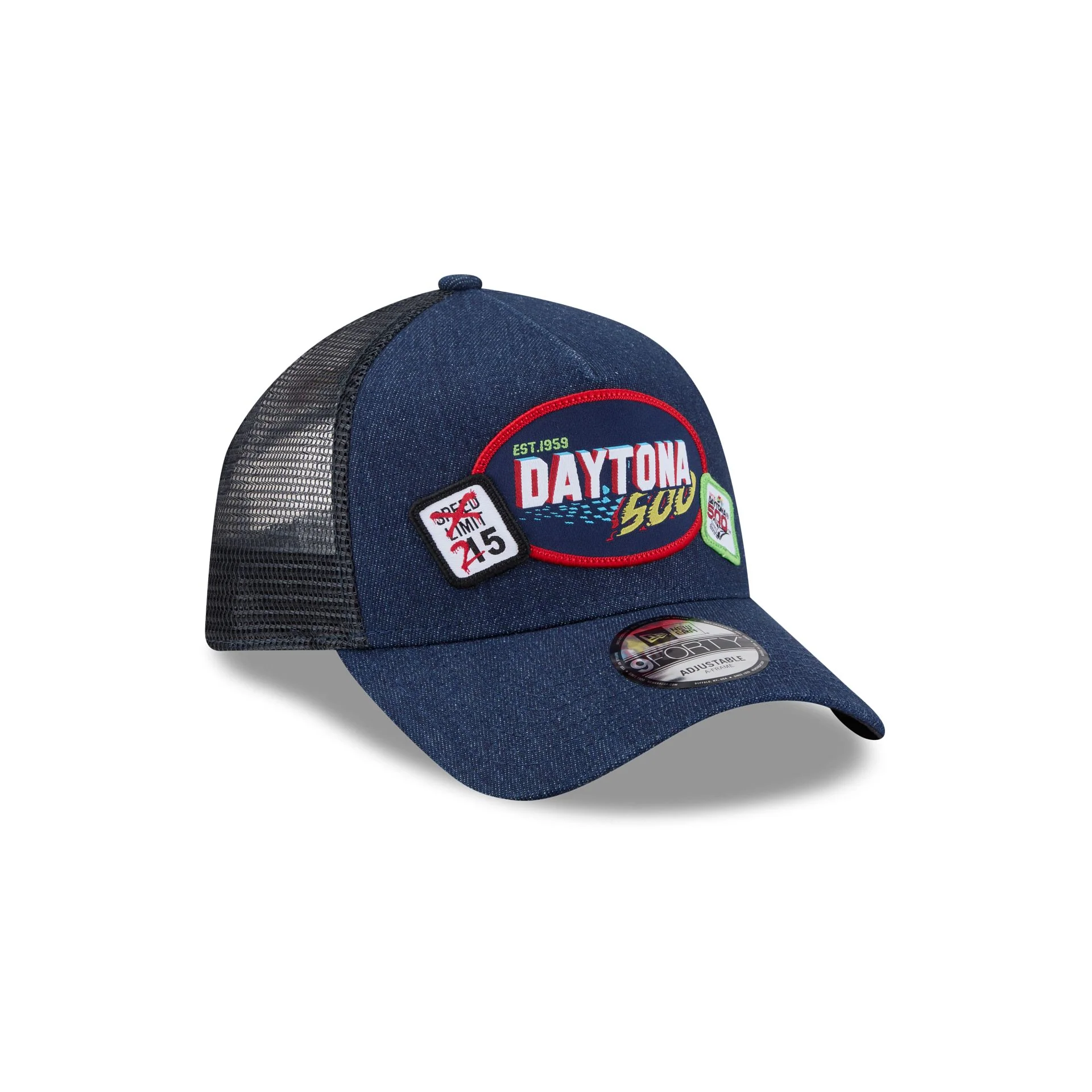 NASCAR DAYTONA 500 Denim 9FORTY A-Frame Trucker Hat - Image 3
