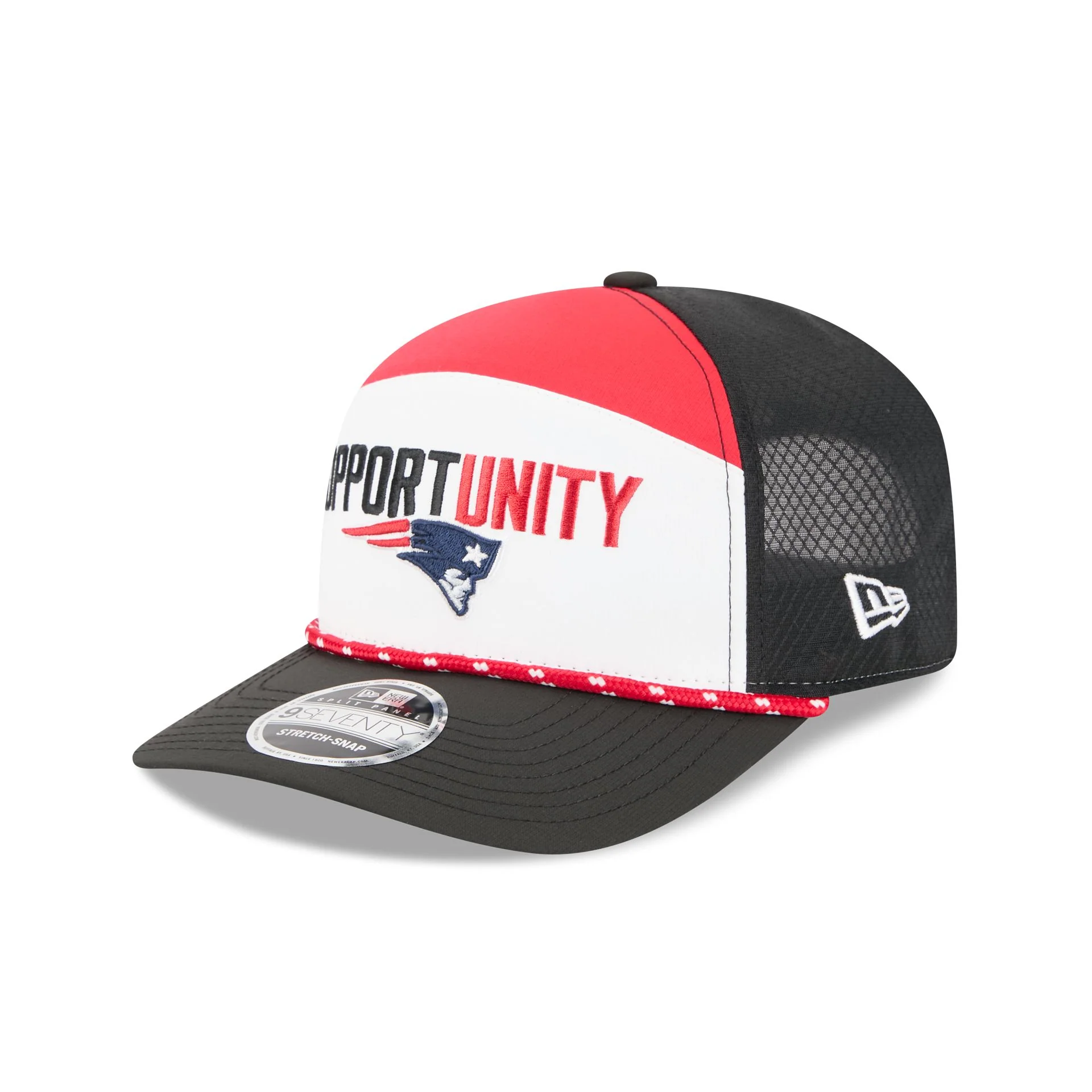 New England Patriots 2025 Inspire Change Split Panel 9SEVENTY Trucker Hat