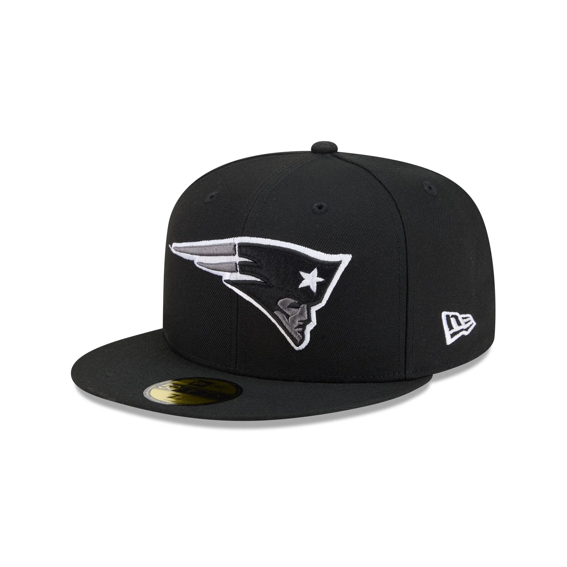New England Patriots Black and White Basic 59FIFTY Fitted Hat