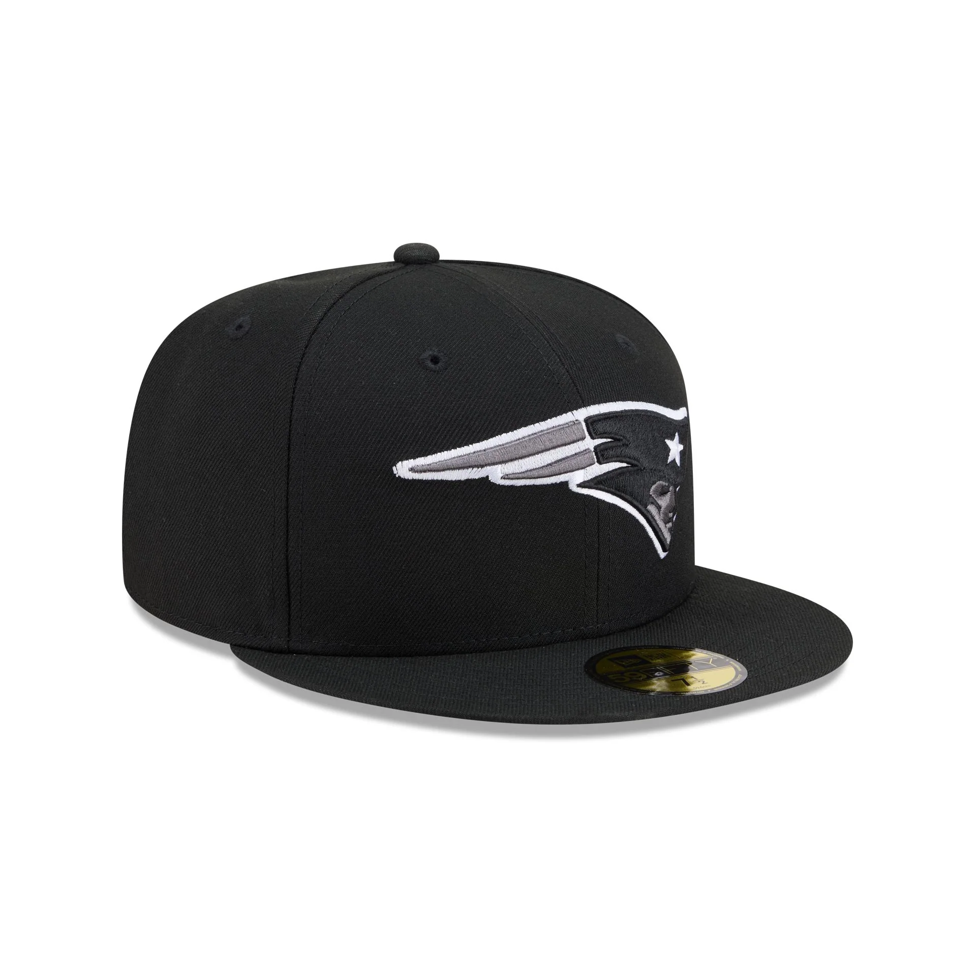 New England Patriots Black and White Basic 59FIFTY Fitted Hat - Image 3