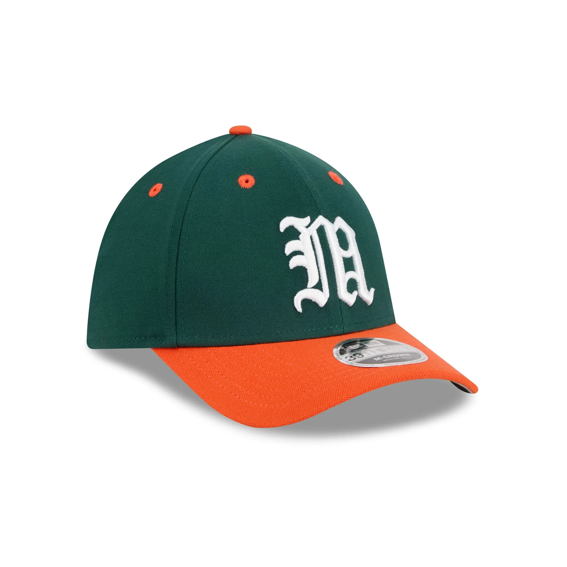 New Era x adidas Miami Hurricanes Dark Green 39THIRTY M-Crown Stretch Fit Hat - Image 3