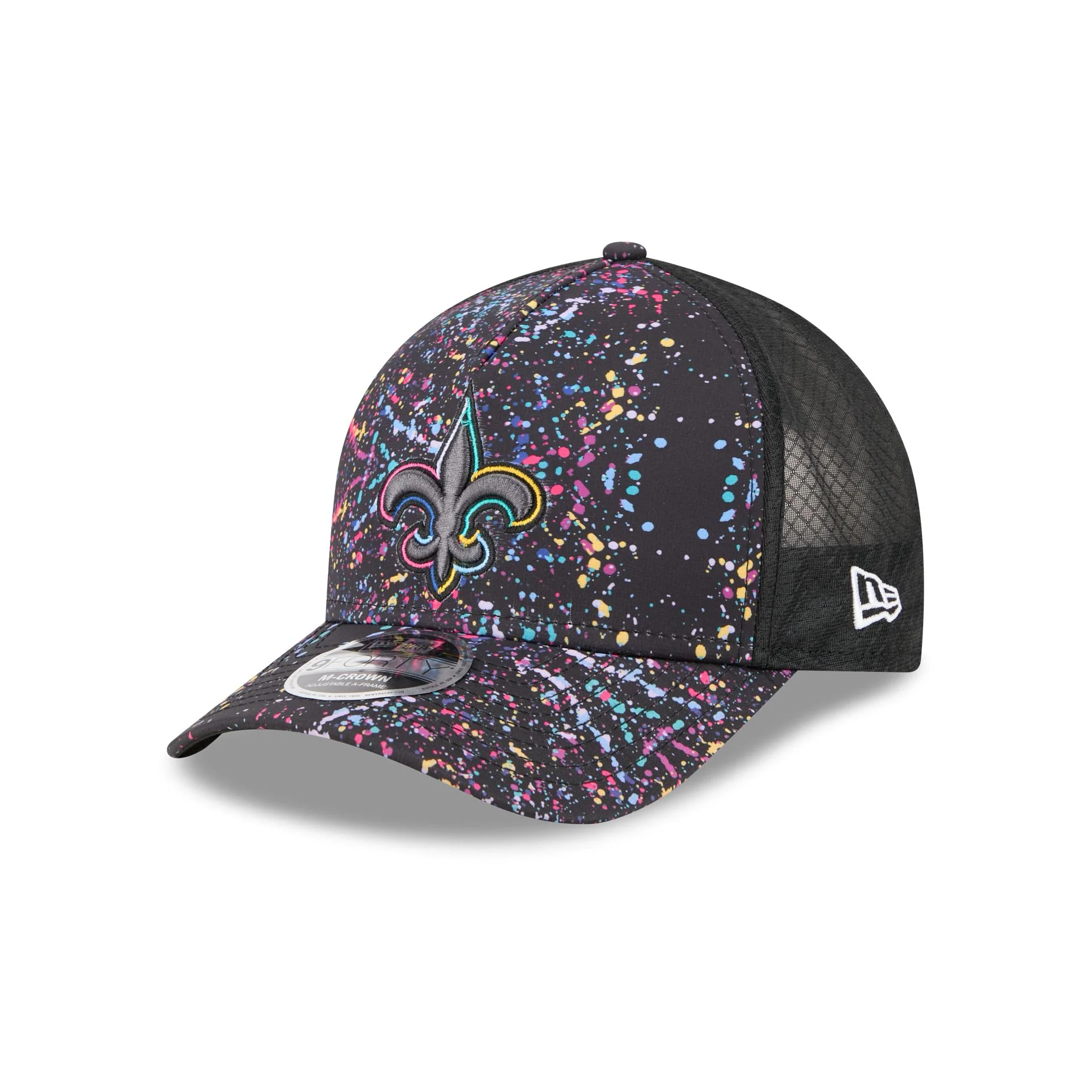 New Orleans Saints 2025 Crucial Catch 9FORTY M-Crown A-Frame Trucker Hat - Image 3