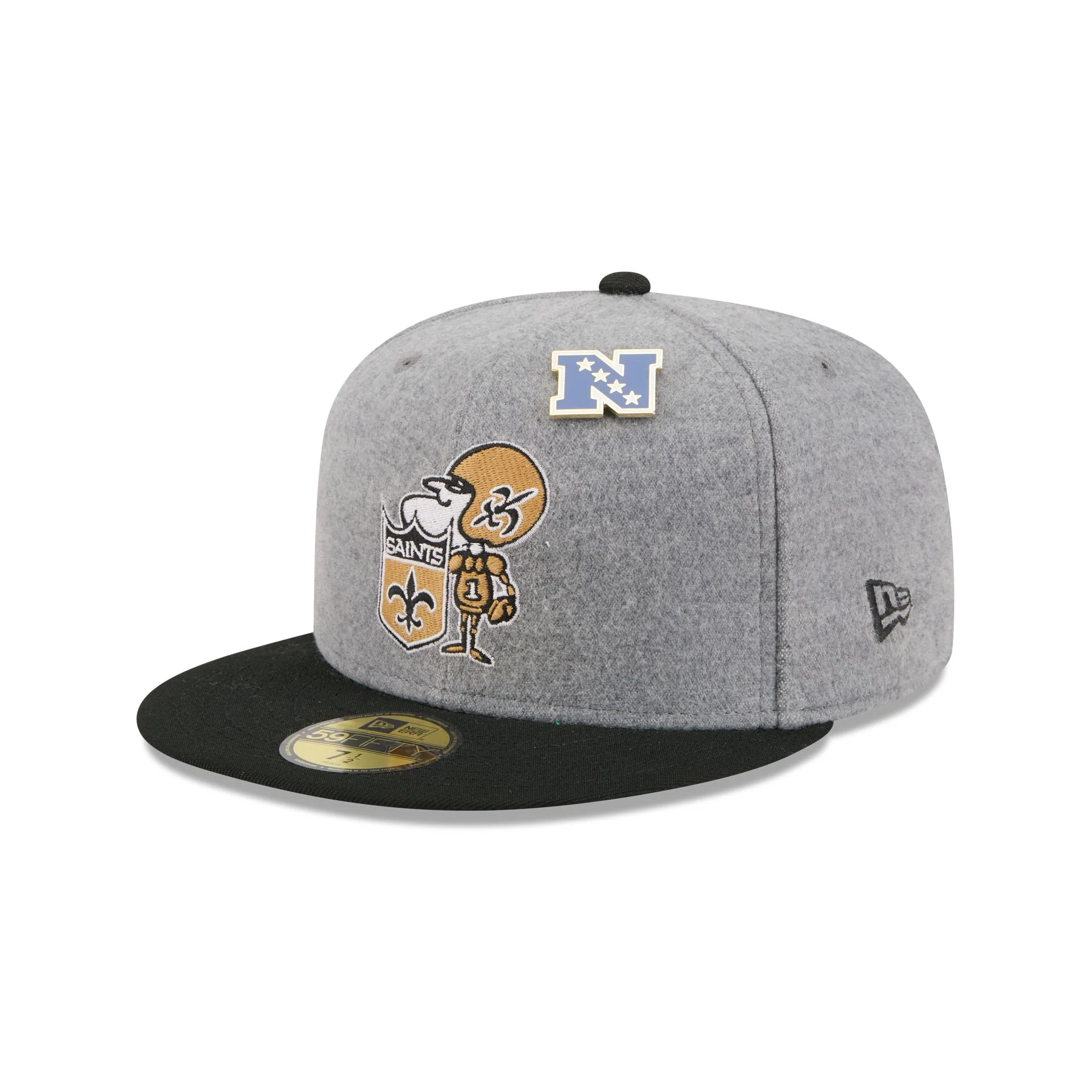 New Orleans Saints Heather Gray Wool 59FIFTY Fitted Hat - Image 3