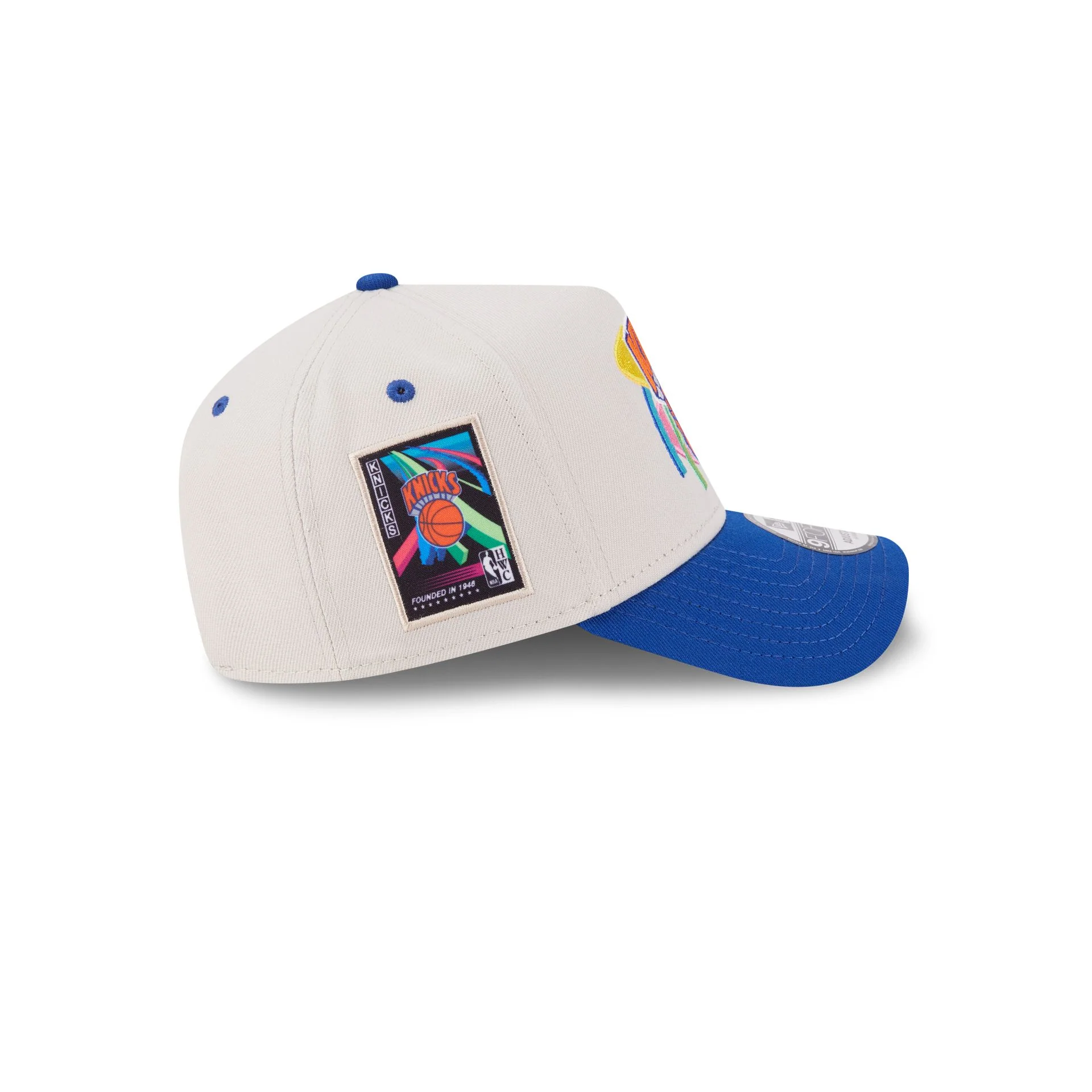New York Knicks Hardwood Classics Retro Stone 9FORTY A-Frame Snapback Hat - Image 5