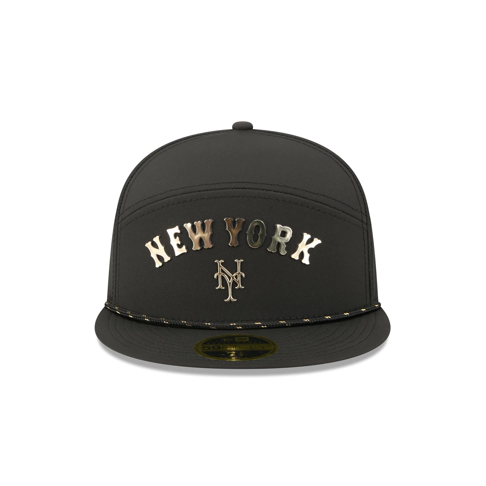 New York Mets Gold Logo Rope Split Panel 59FIFTY Fitted Hat - Image 2