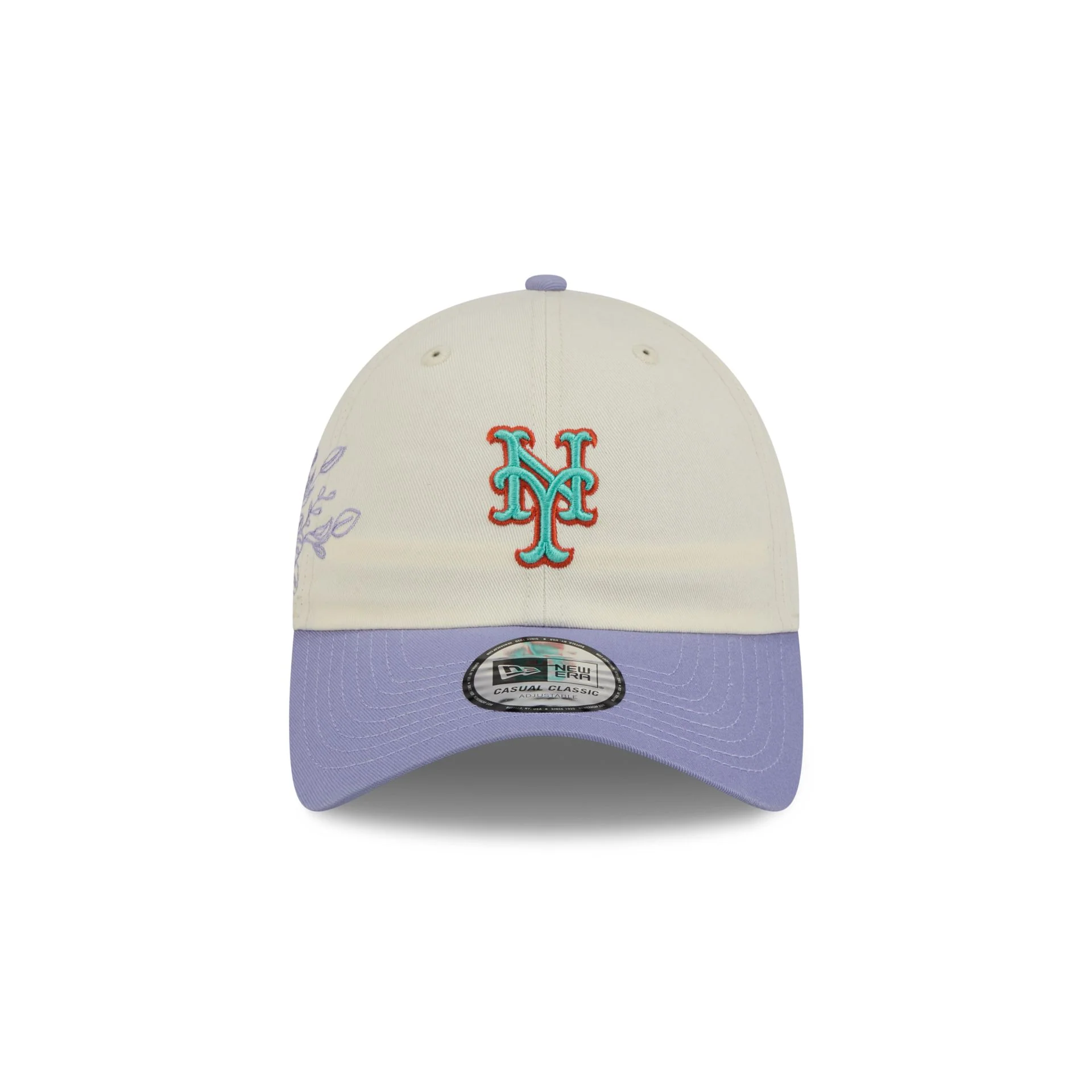 New York Mets Lavender Flowers Casual Classic Adjustable Hat - Image 2