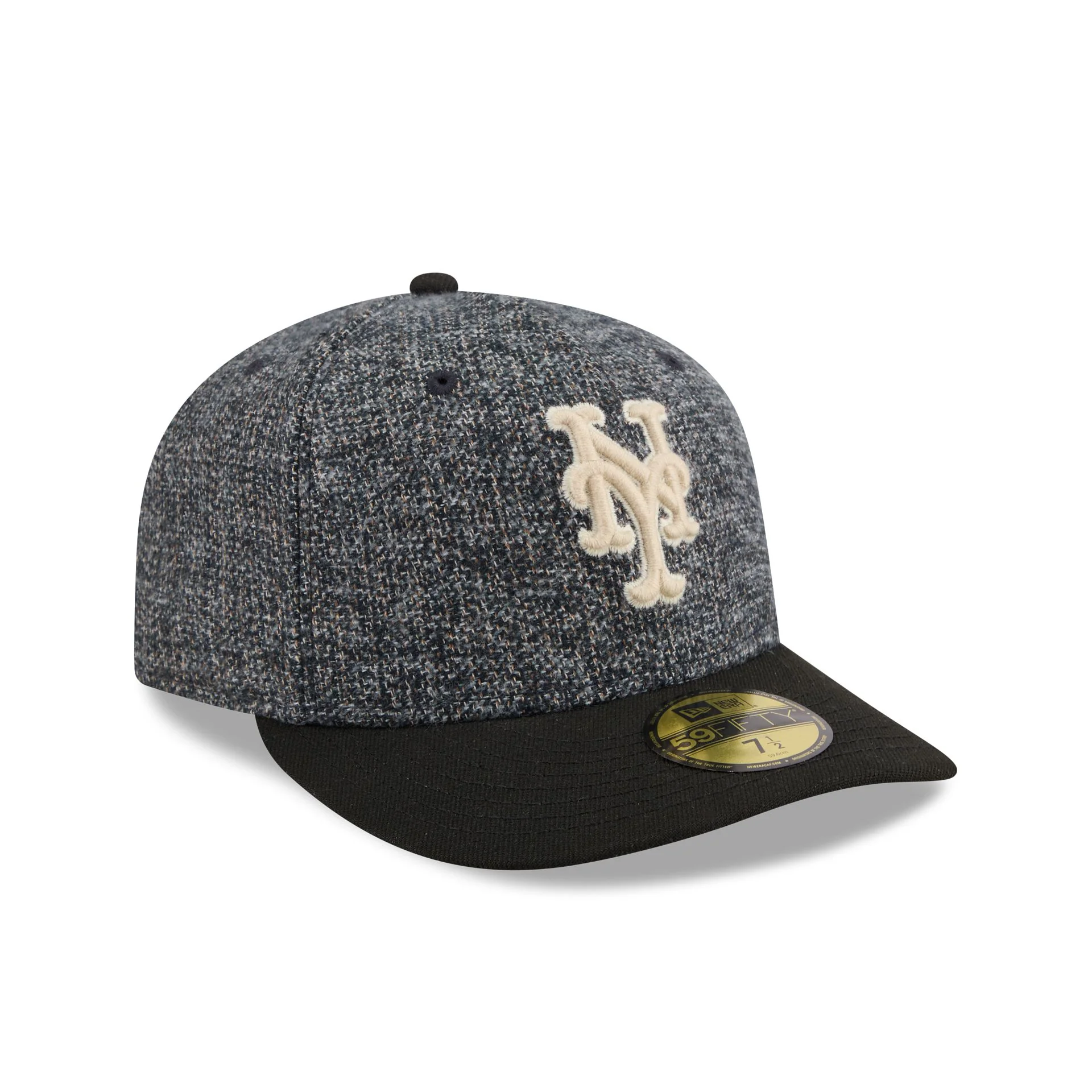 New York Mets Three Looms Tweedy Cotton Black 59FIFTY Fitted Hat - Image 3