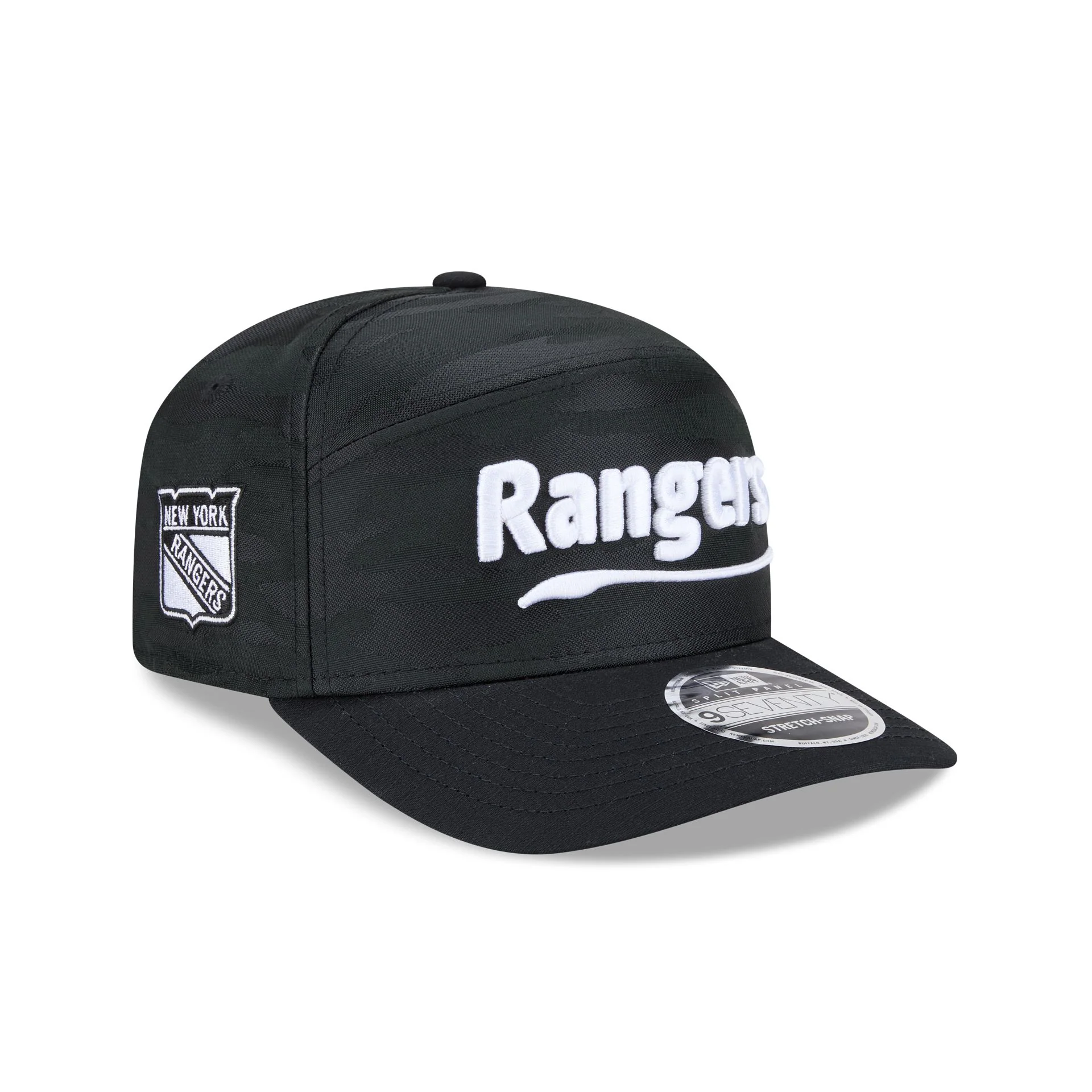 New York Rangers Black Camo Split Panel 9SEVENTY Stretch-Snap Hat