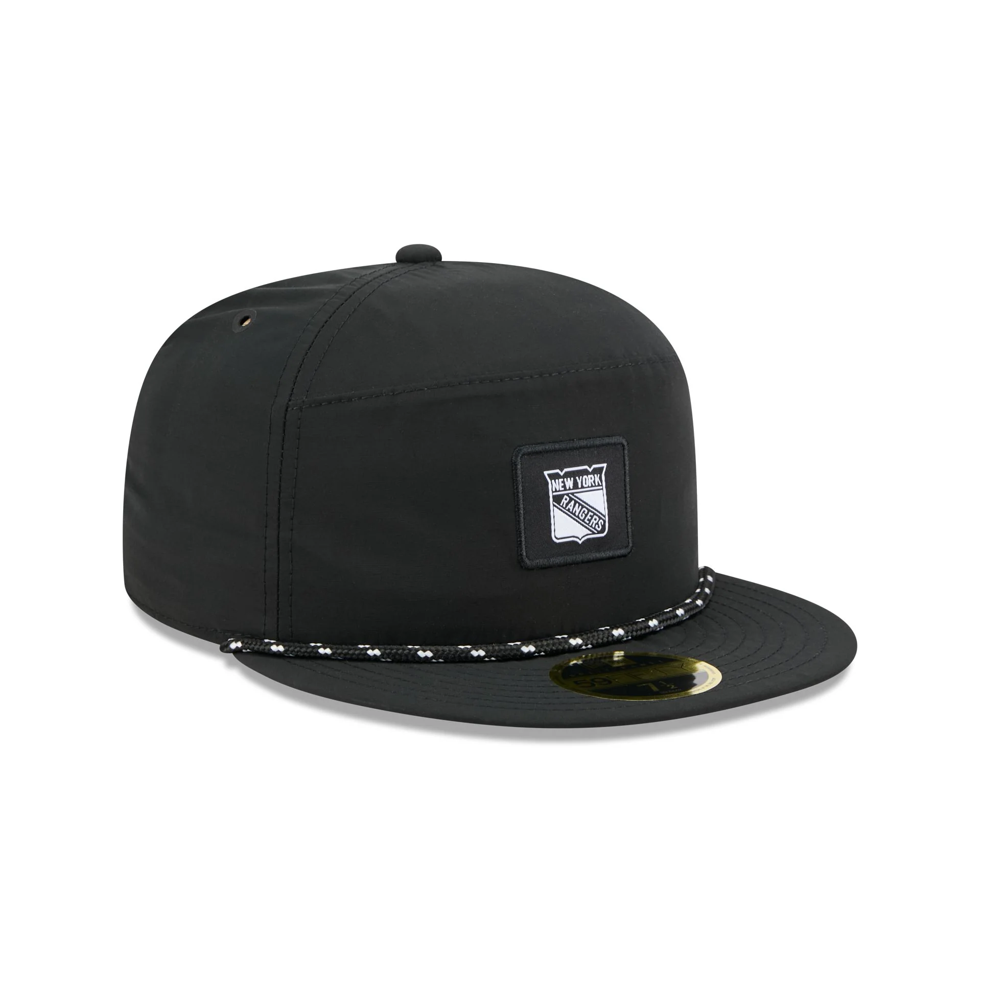 New York Rangers Black Poly Rope Split Panel 59FIFTY Fitted Hat - Image 3