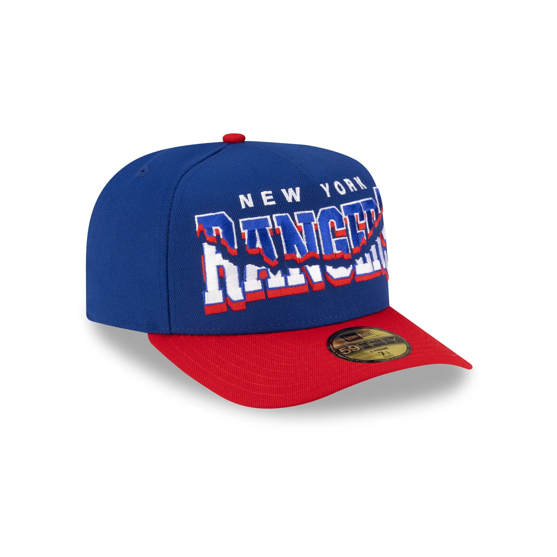 New York Rangers Snapped Wordmark 59FIFTY A-Frame Fitted Hat - Image 3