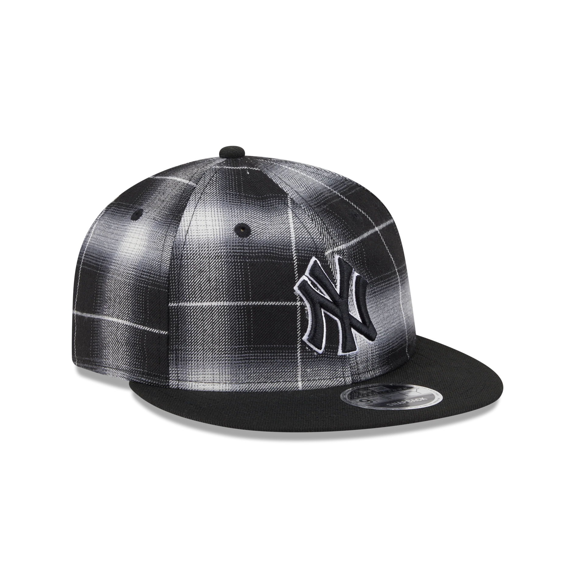 New York Yankees Black and White Plaid Retro Crown 9FIFTY Snapback Hat - Image 3