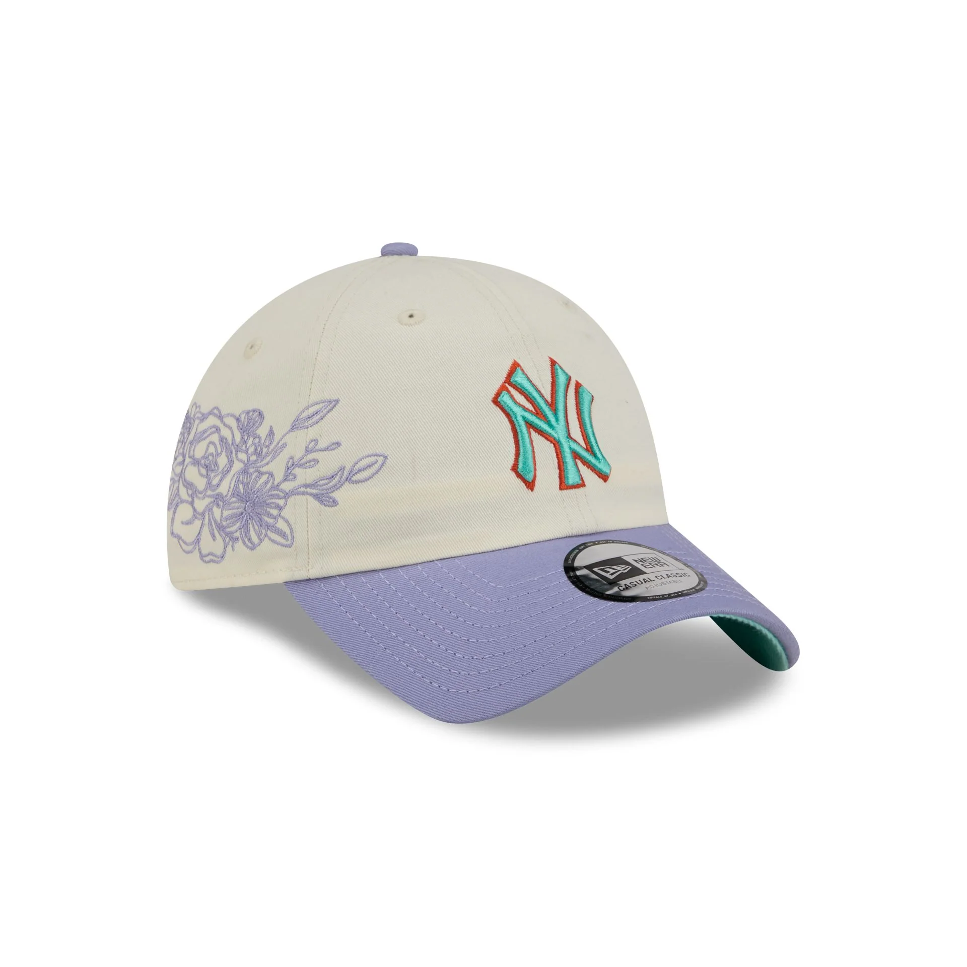 New York Yankees Lavender Flowers Casual Classic Adjustable Hat