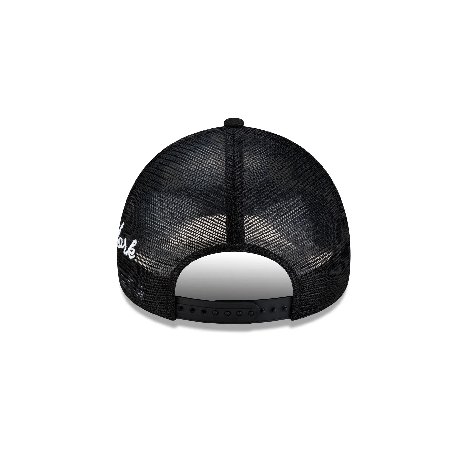 New York Yankees Side Script Black 9FORTY A-Frame Trucker Hat - Image 6