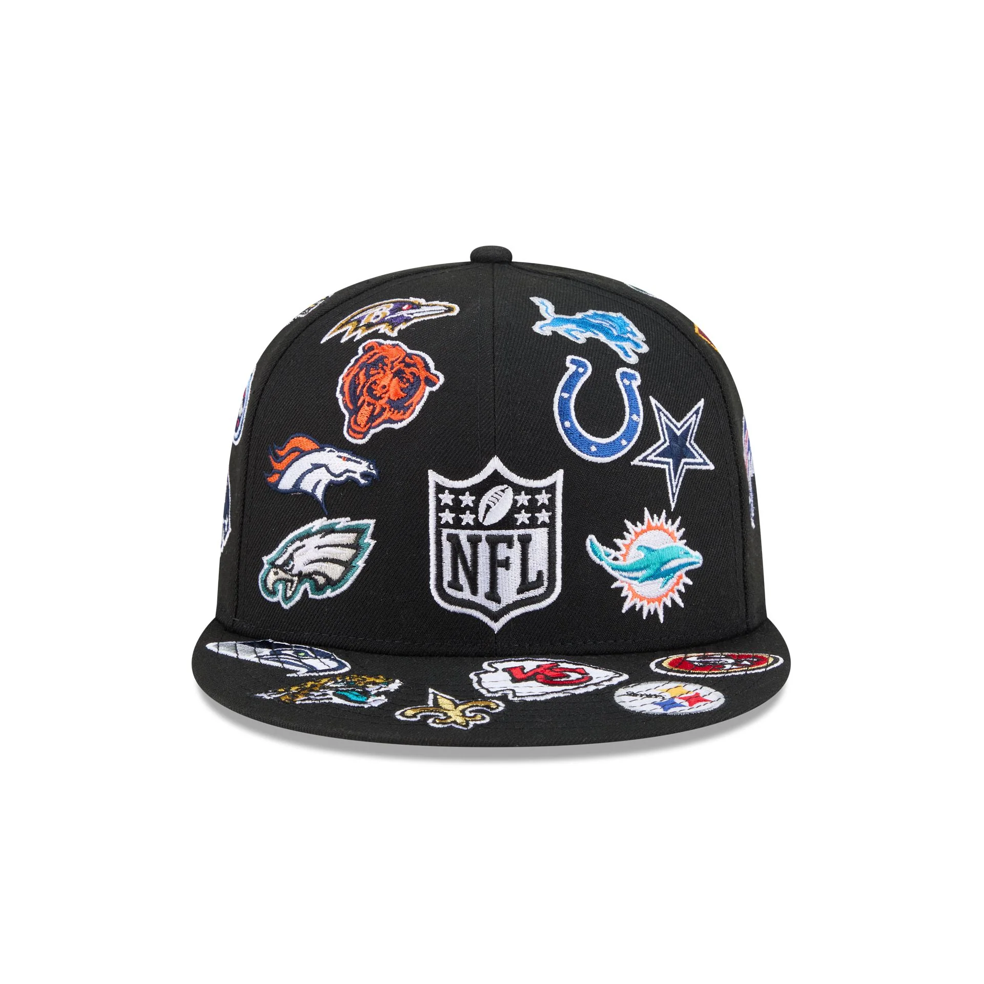NFL All Over Logo Black 59FIFTY Fitted Hat - Image 2