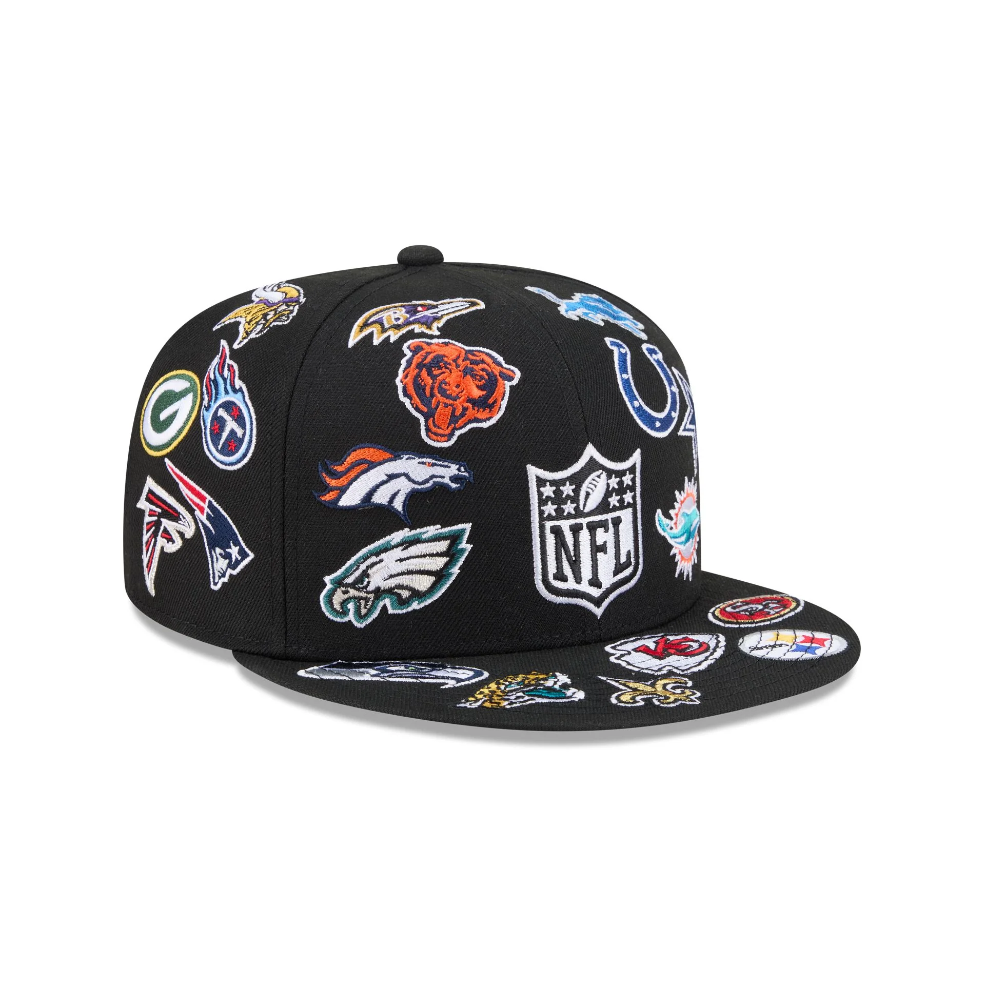 NFL All Over Logo Black 59FIFTY Fitted Hat - Image 3
