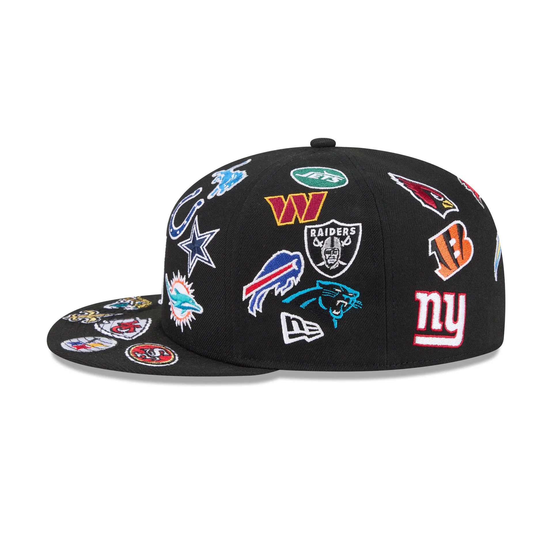 NFL All Over Logo Black 59FIFTY Fitted Hat - Image 4