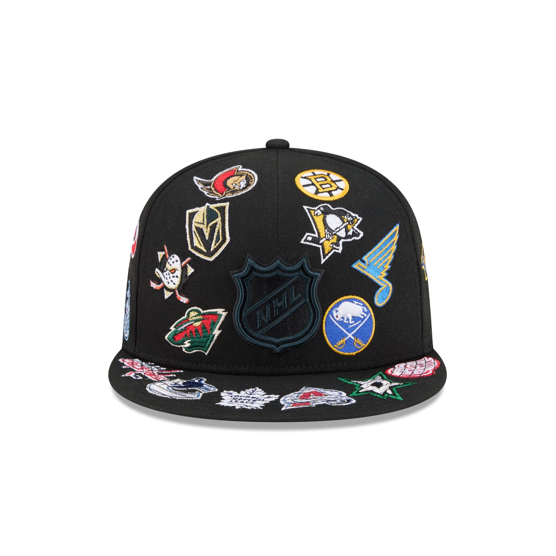 NHL All Over Logo Black 59FIFTY Fitted Hat - Image 2