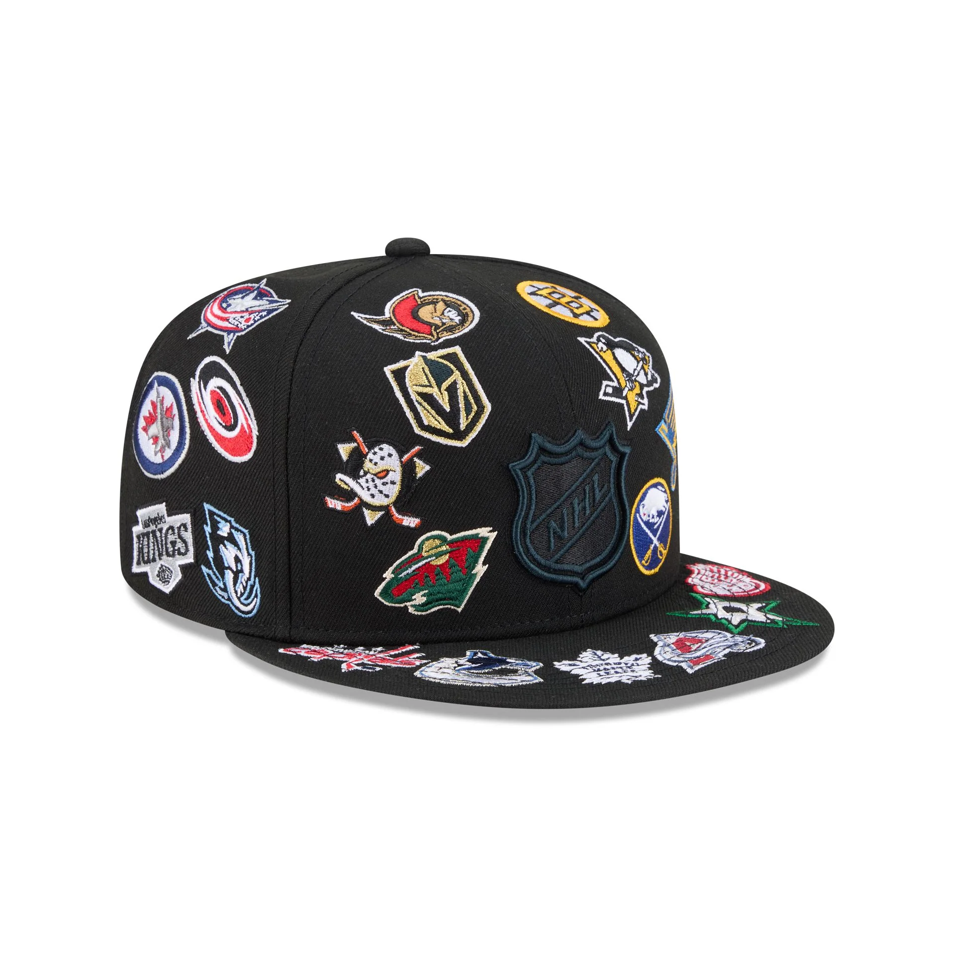 NHL All Over Logo Black 59FIFTY Fitted Hat - Image 3