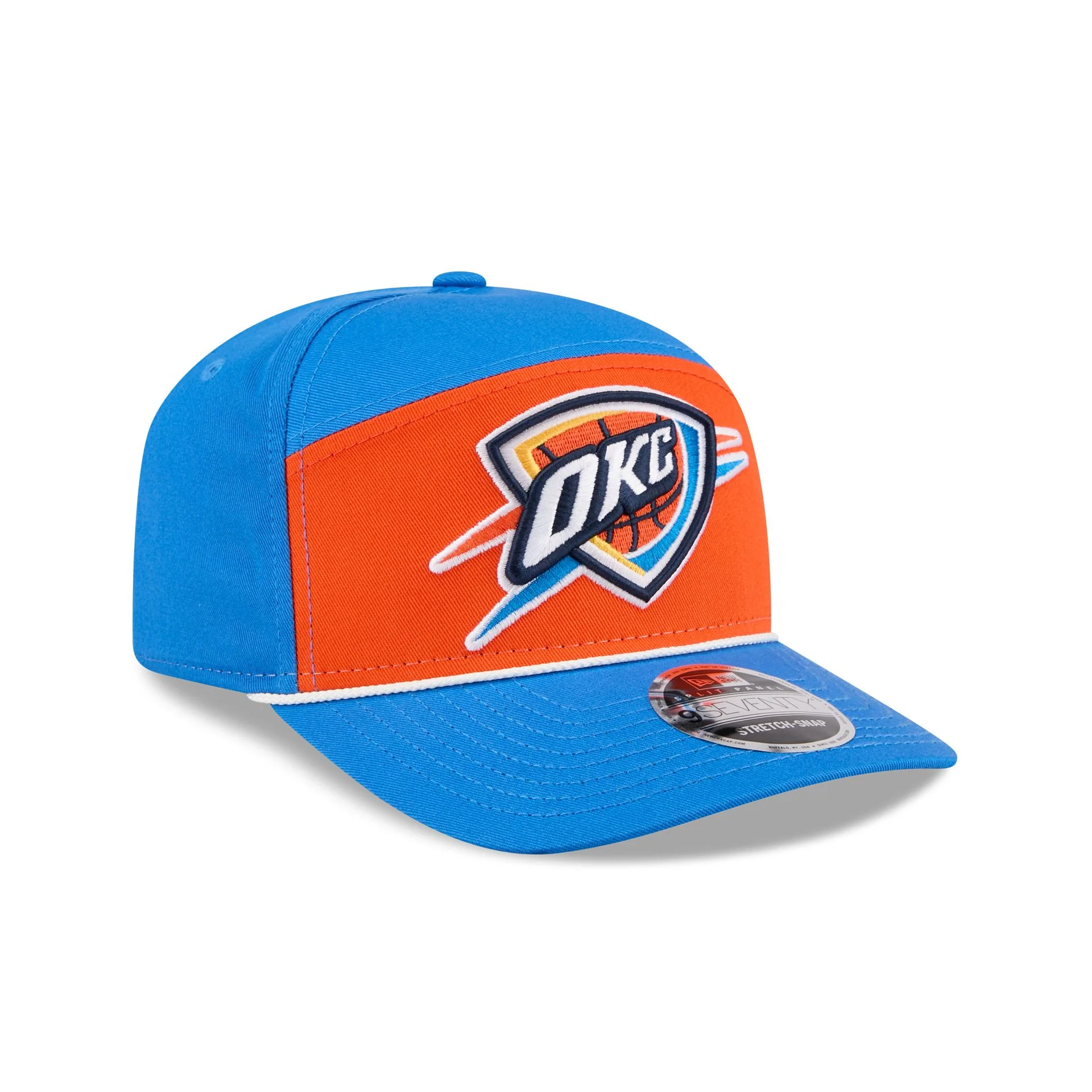 Oklahoma City Thunder Split Panel 9SEVENTY Stretch-Snap Hat - Image 3