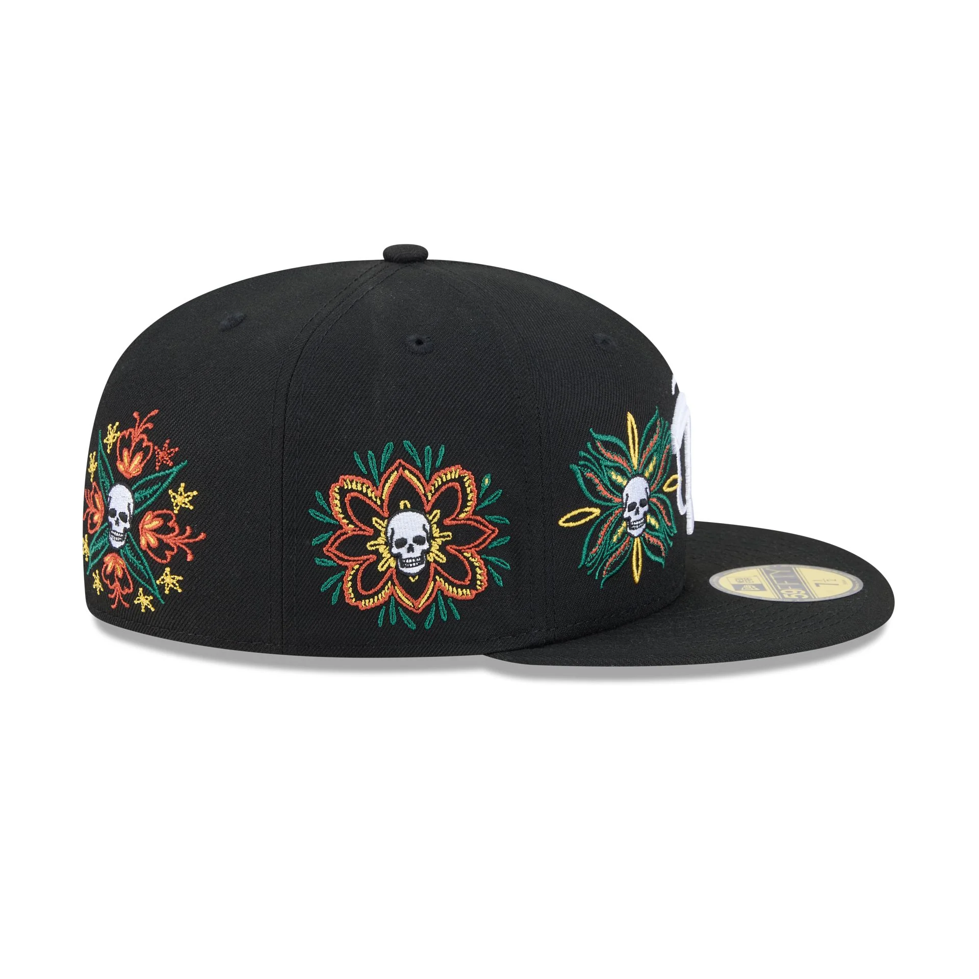 Olmecas de Tabasco Day of the Dead Skull & Flowers 59FIFTY Fitted Hat - Image 4
