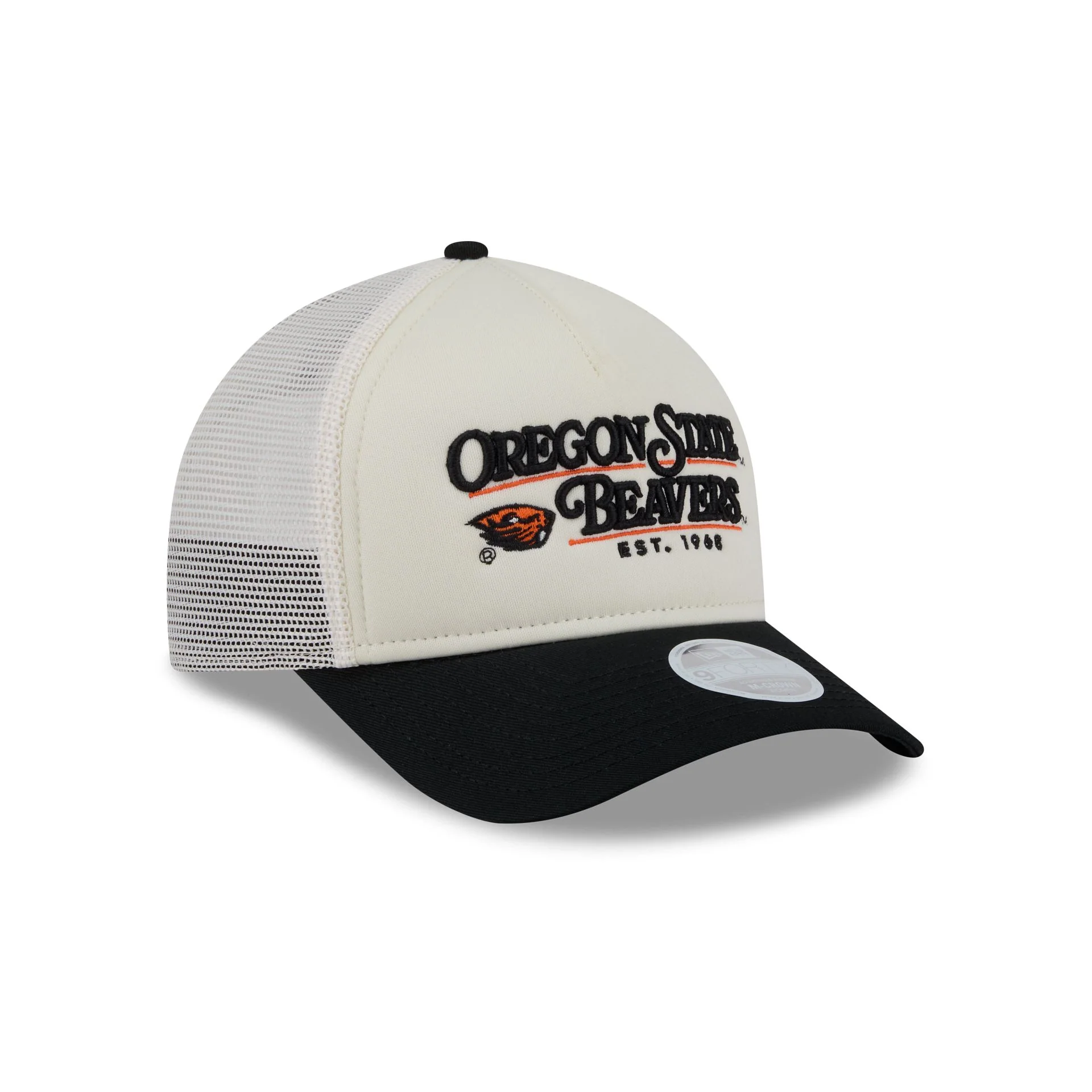 Oregon State Beavers Retro Chrome Women's White 9FORTY M-Crown A-Frame Trucker Hat - Image 3