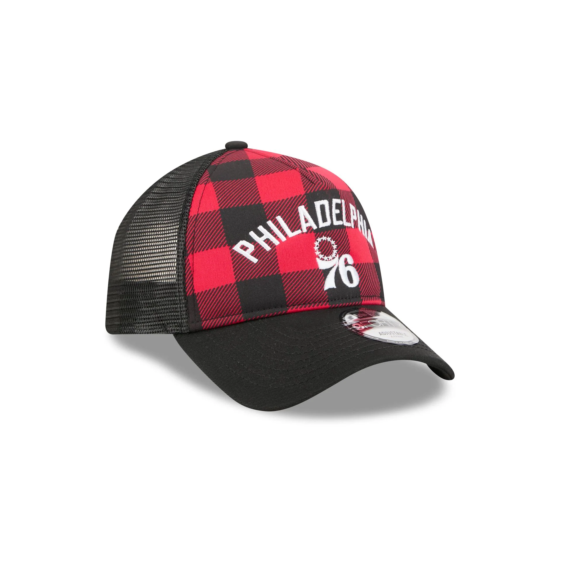 Philadelphia 76ers Evergreen Check 9FORTY A-Frame Trucker Hat - Image 3