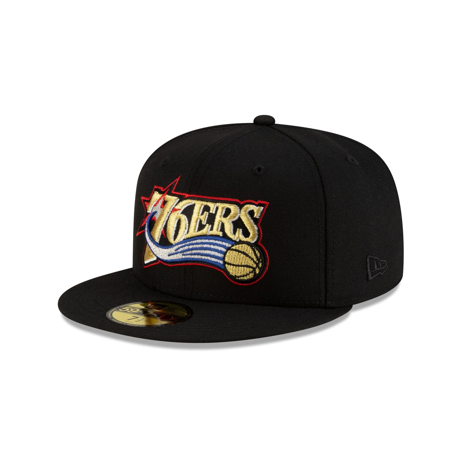 Philadelphia 76ers 1963-1976 Hardwood Classics Poly Black 59FIFTY Fitted Hat - Image 3