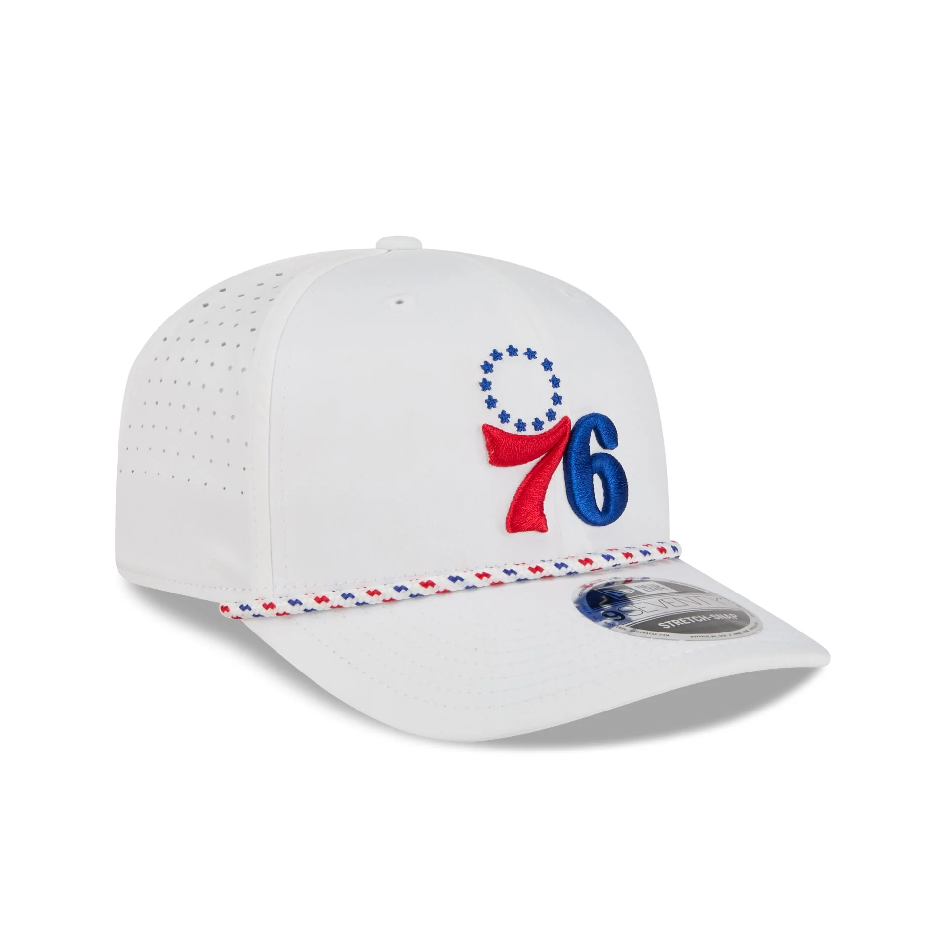 Philadelphia 76ers Optic White Performance Rope 9SEVENTY Stretch-Snap Hat - Image 3