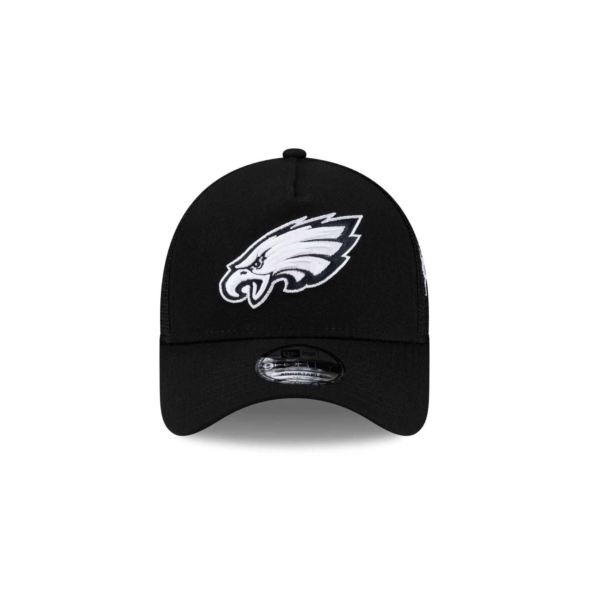 Philadelphia Eagles Side Script Black 9FORTY A-Frame Trucker Hat - Image 2