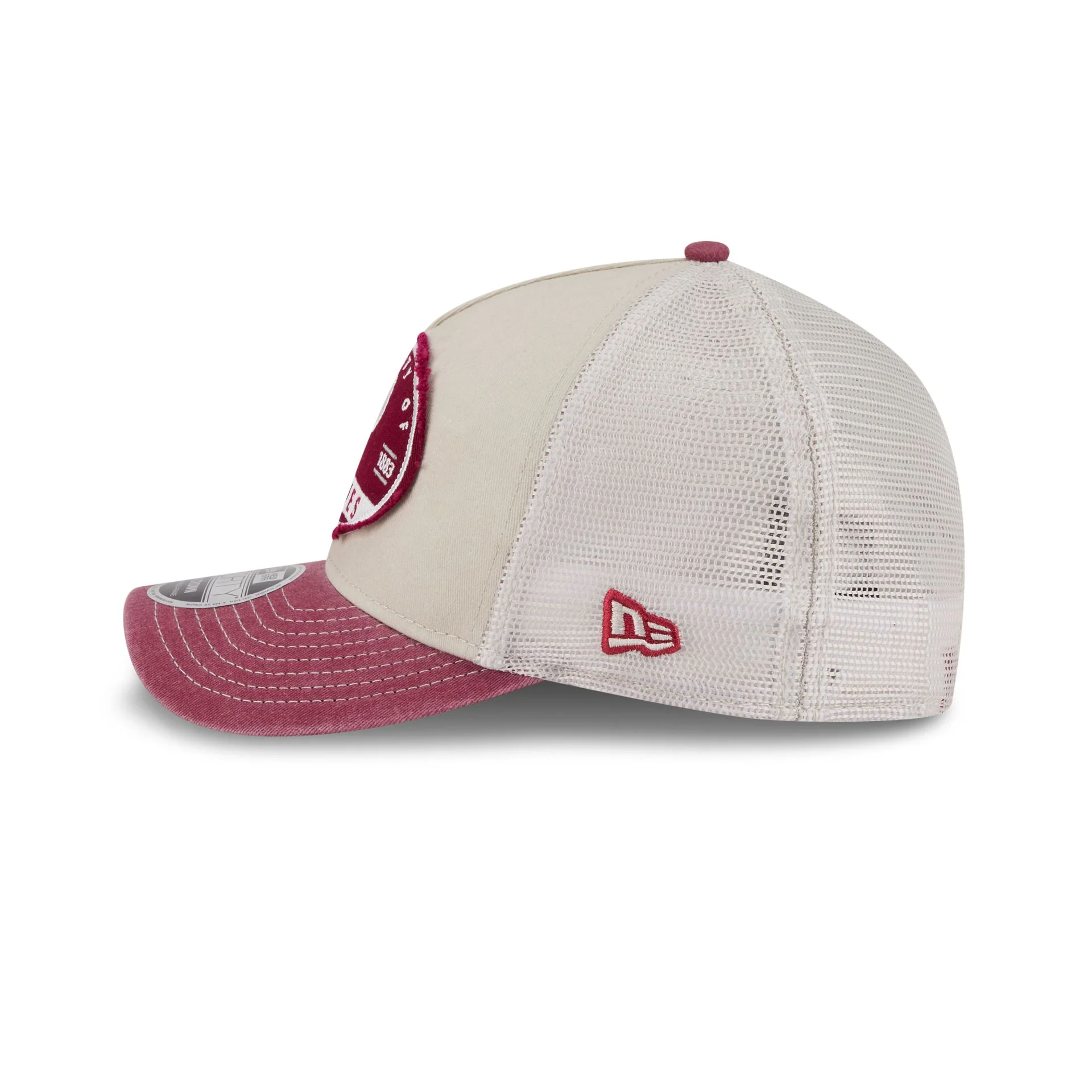 Philadelphia Phillies Frayed 9FORTY M-Crown A-Frame Trucker Hat - Image 4