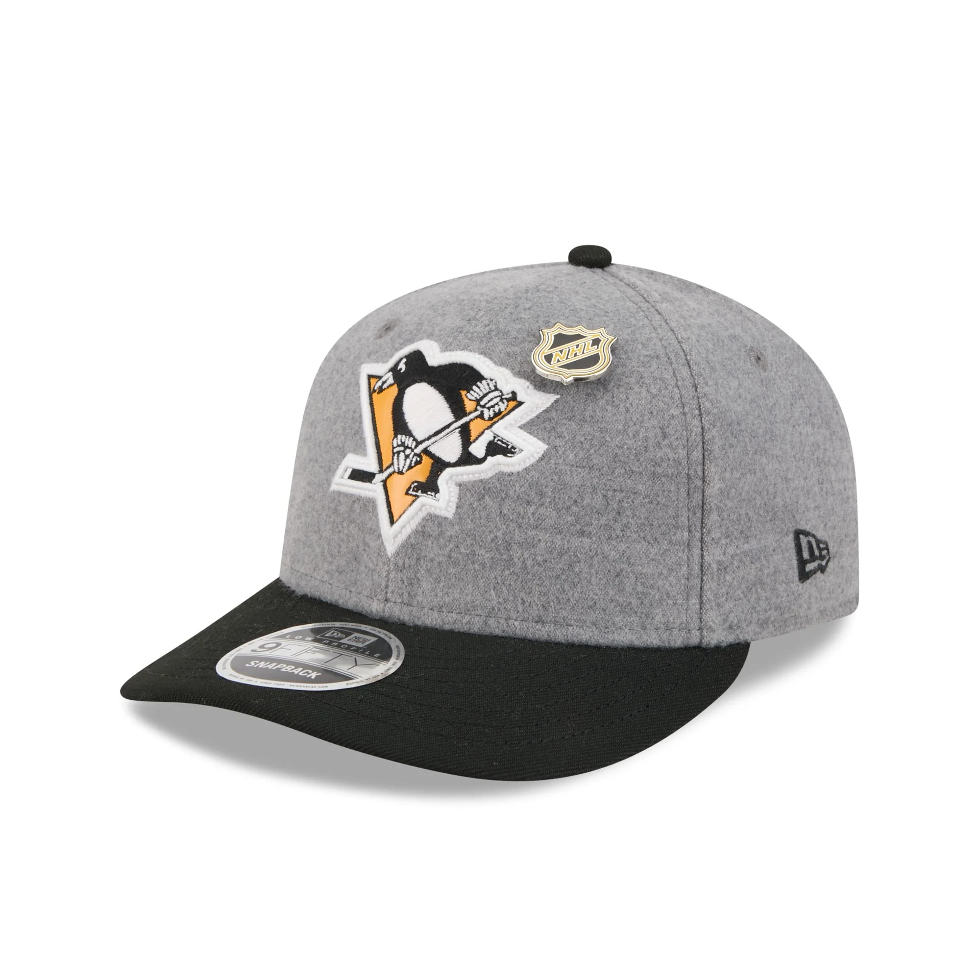 Pittsburgh Penguins Heather Gray Wool Low Profile 9FIFTY Snapback Hat - Image 3