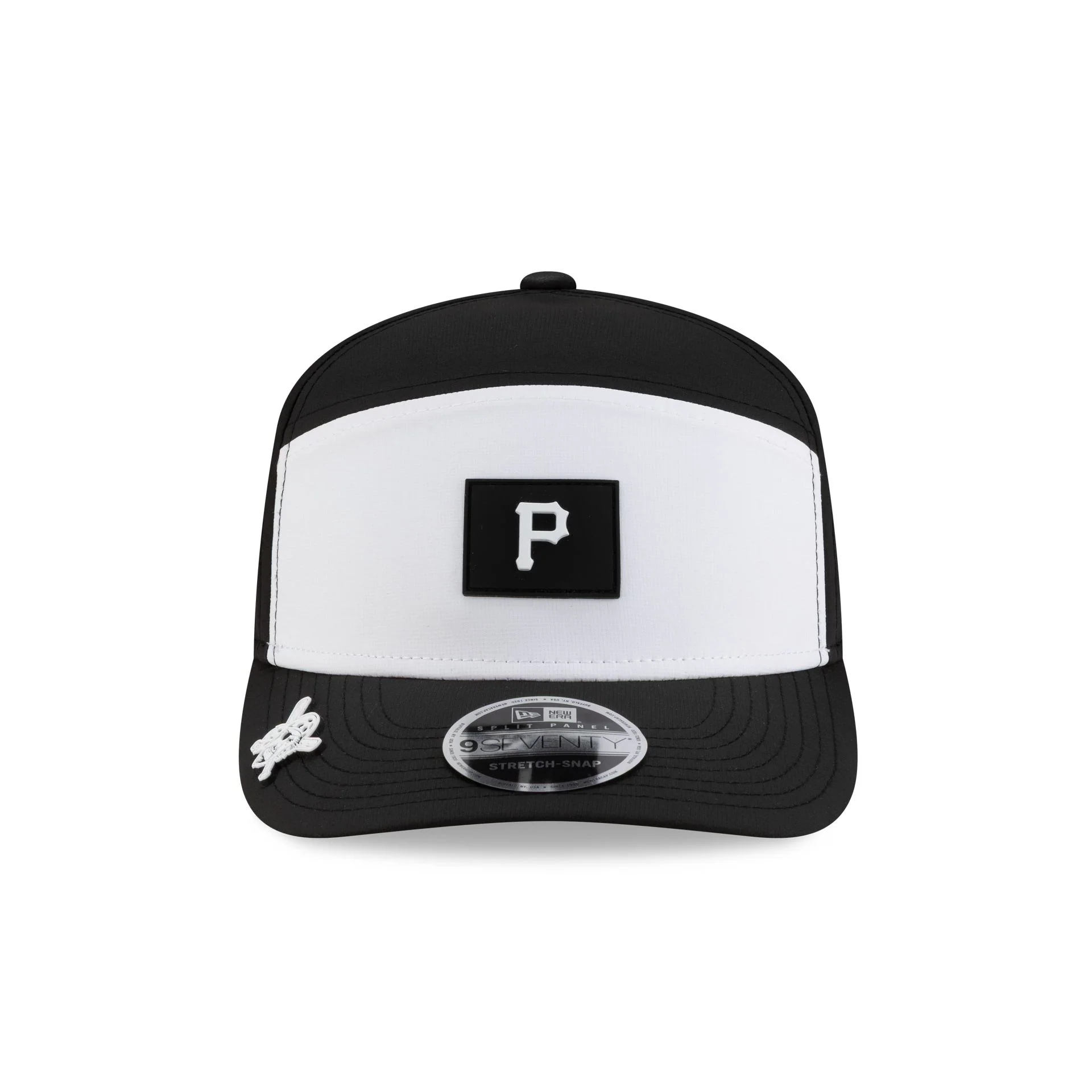 Pittsburgh Pirates 2026 Clubhouse Black & White Split Panel 9SEVENTY Stretch-Snap Hat - Image 2