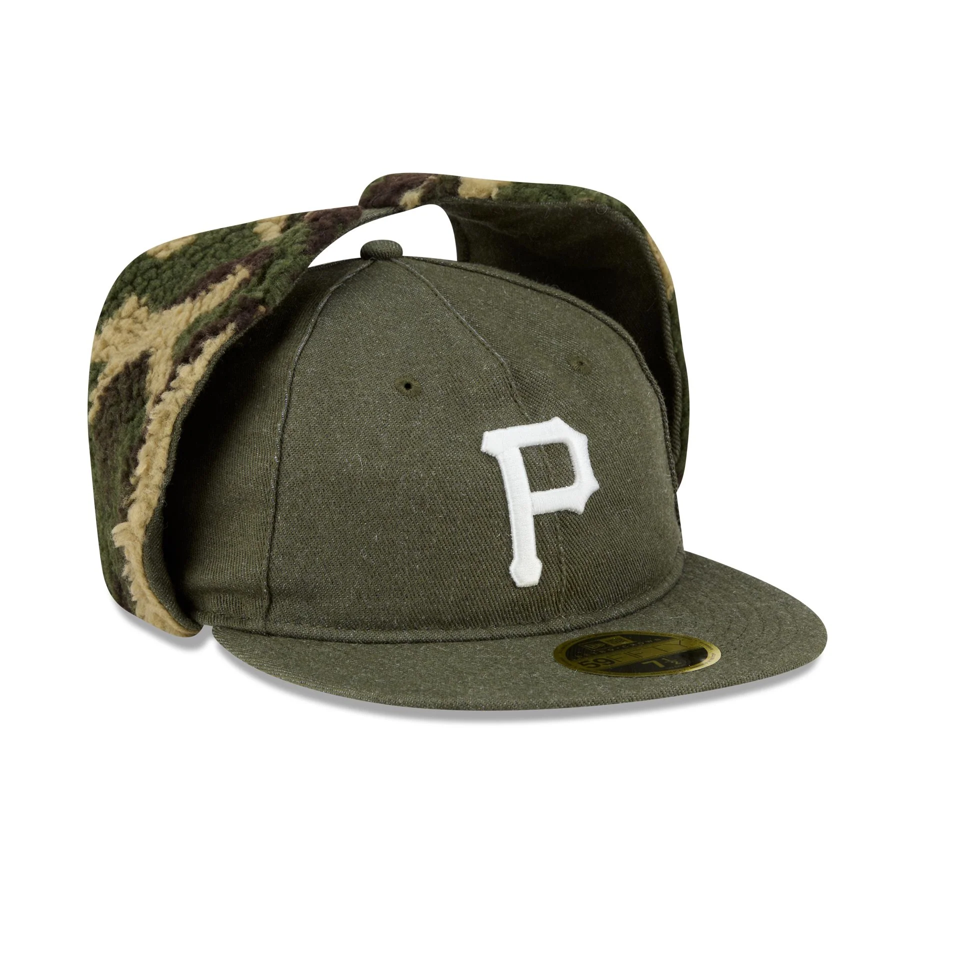 Pittsburgh Pirates Three Looms Cotton Twill Camo Retro Crown Dog Ear 59FIFTY Fitted Hat - Image 3