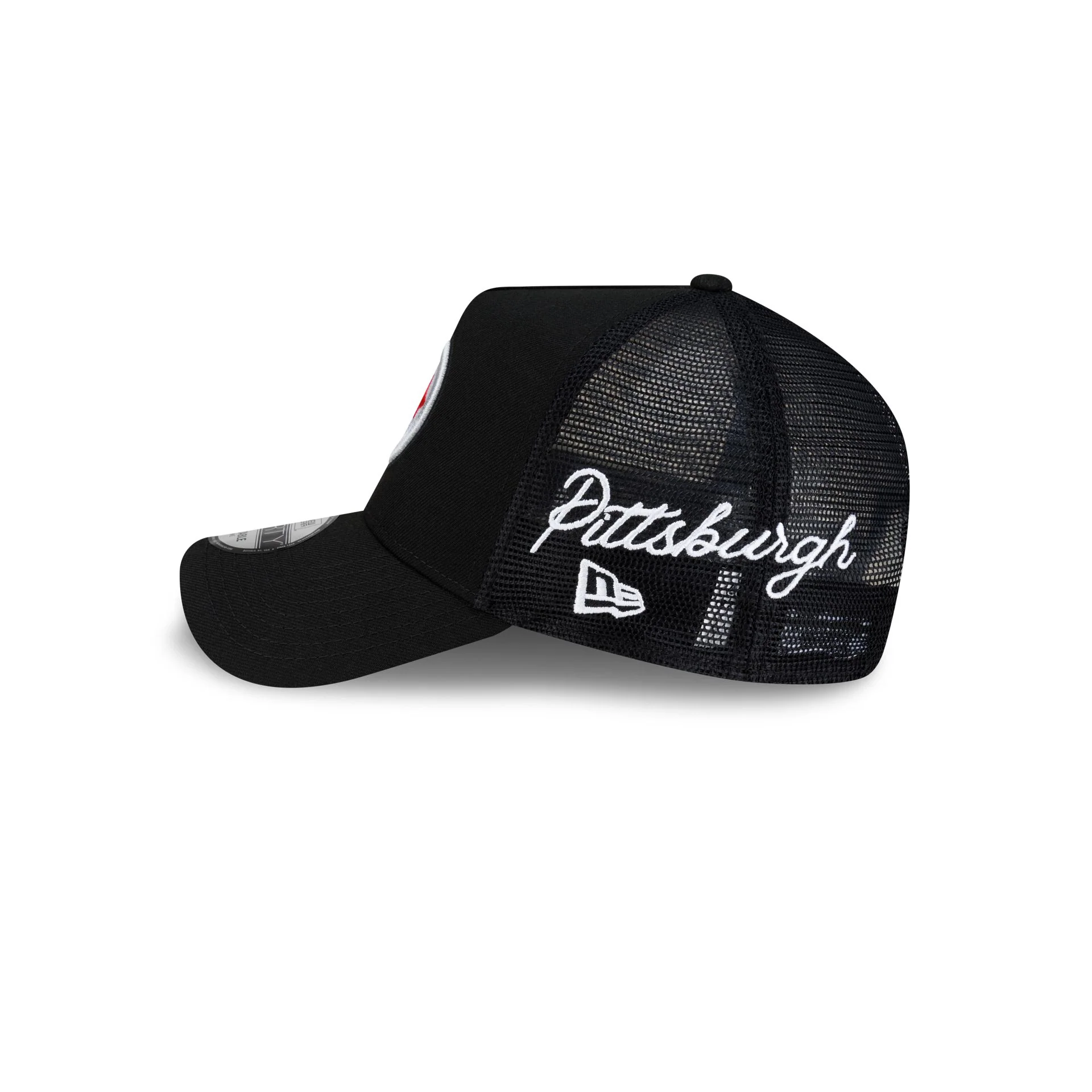 Pittsburgh Steelers Side Script 9FORTY A-Frame Trucker Hat - Image 4
