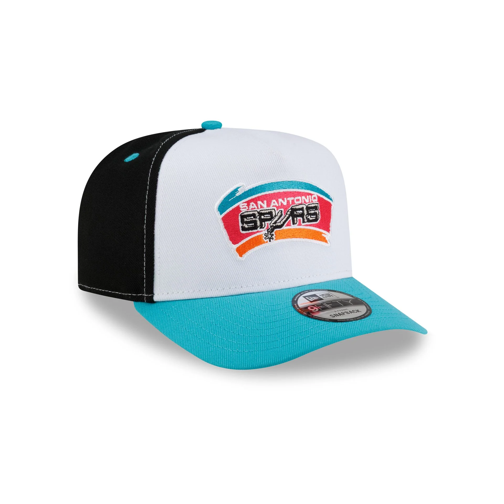 San Antonio Spurs Hardwood Classics 90s Panel 9FIFTY A-Frame Snapback Hat - Image 3