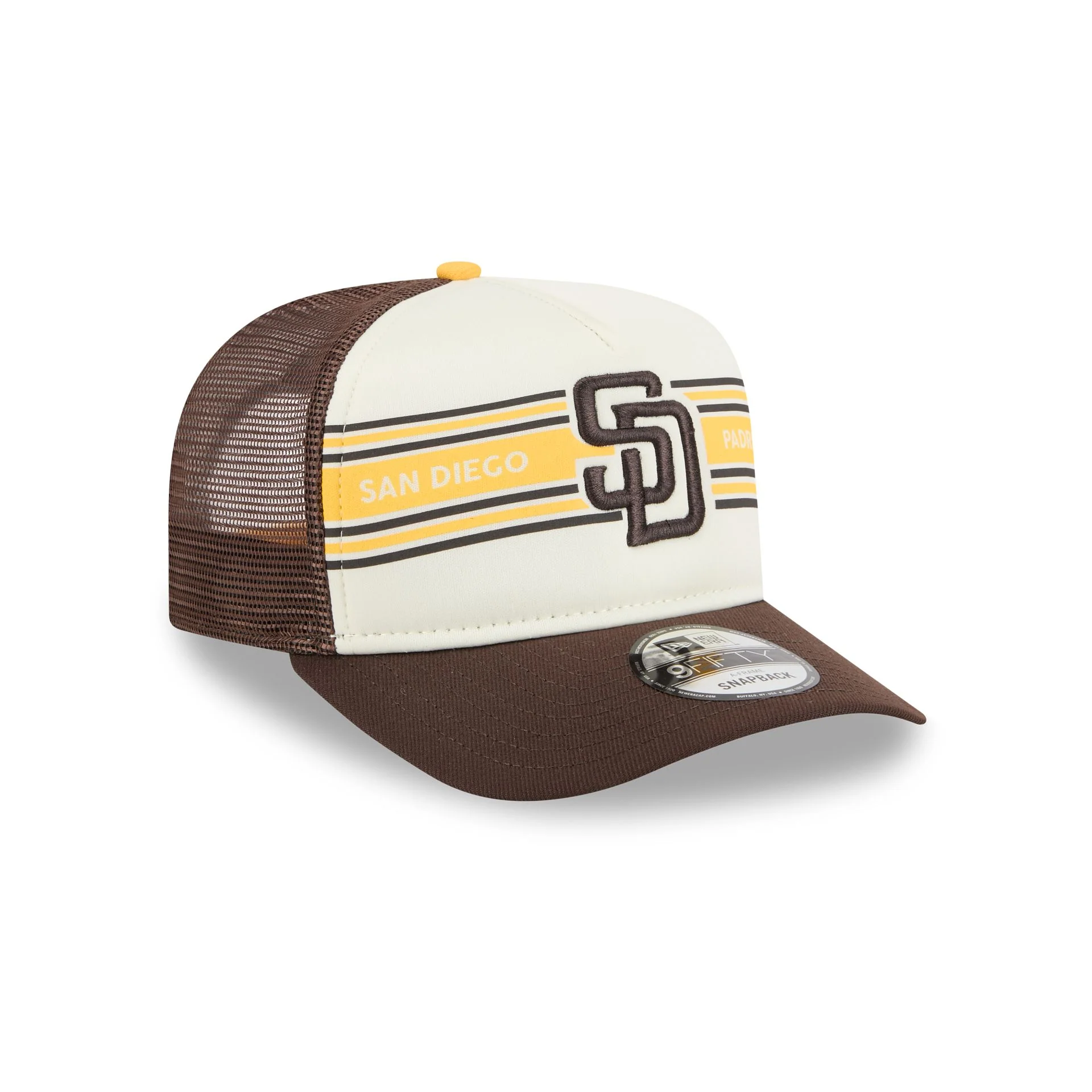 San Diego Padres Banner 9FIFTY A-Frame Trucker Hat - Image 3