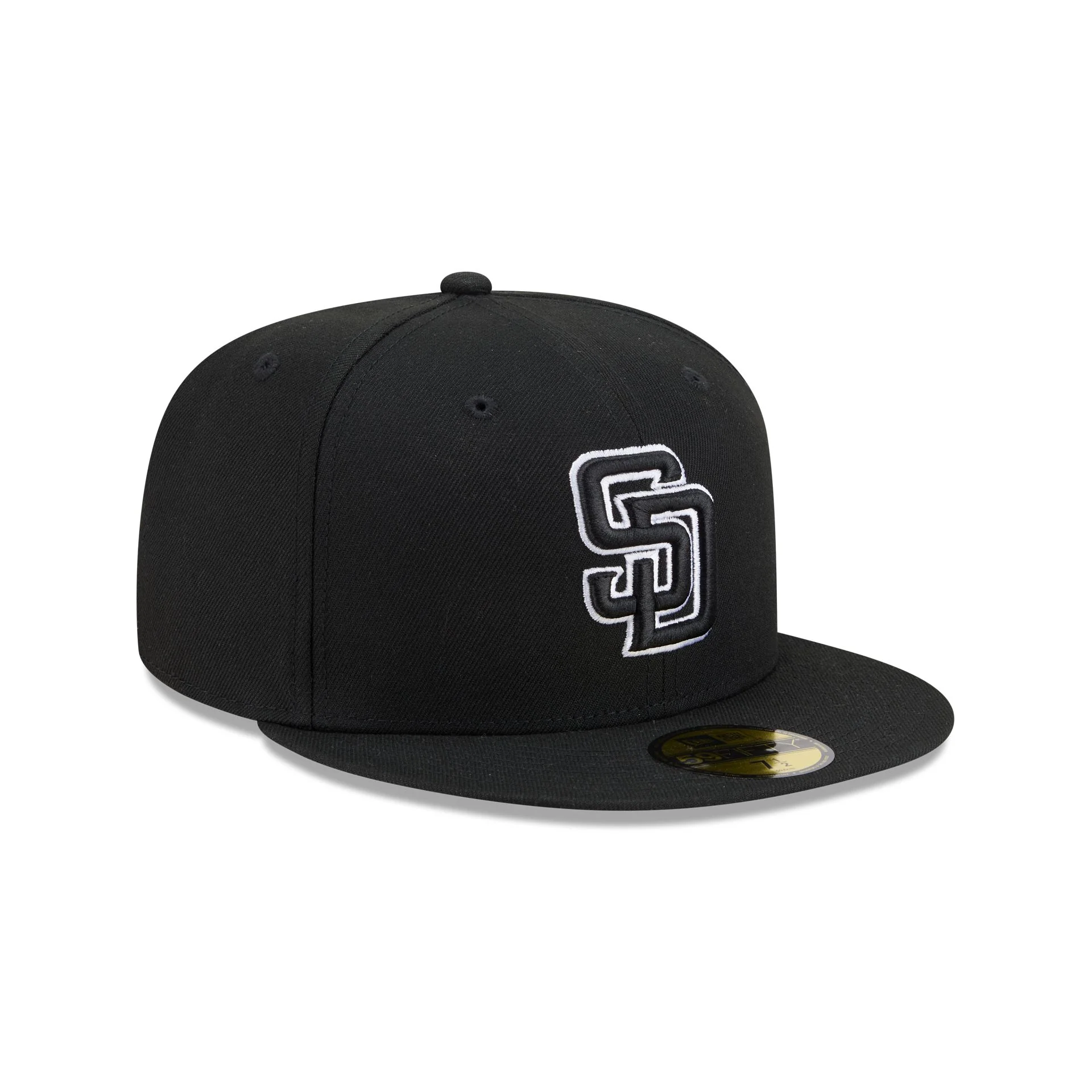 San Diego Padres Black and White Basic 59FIFTY Fitted Hat - Image 3