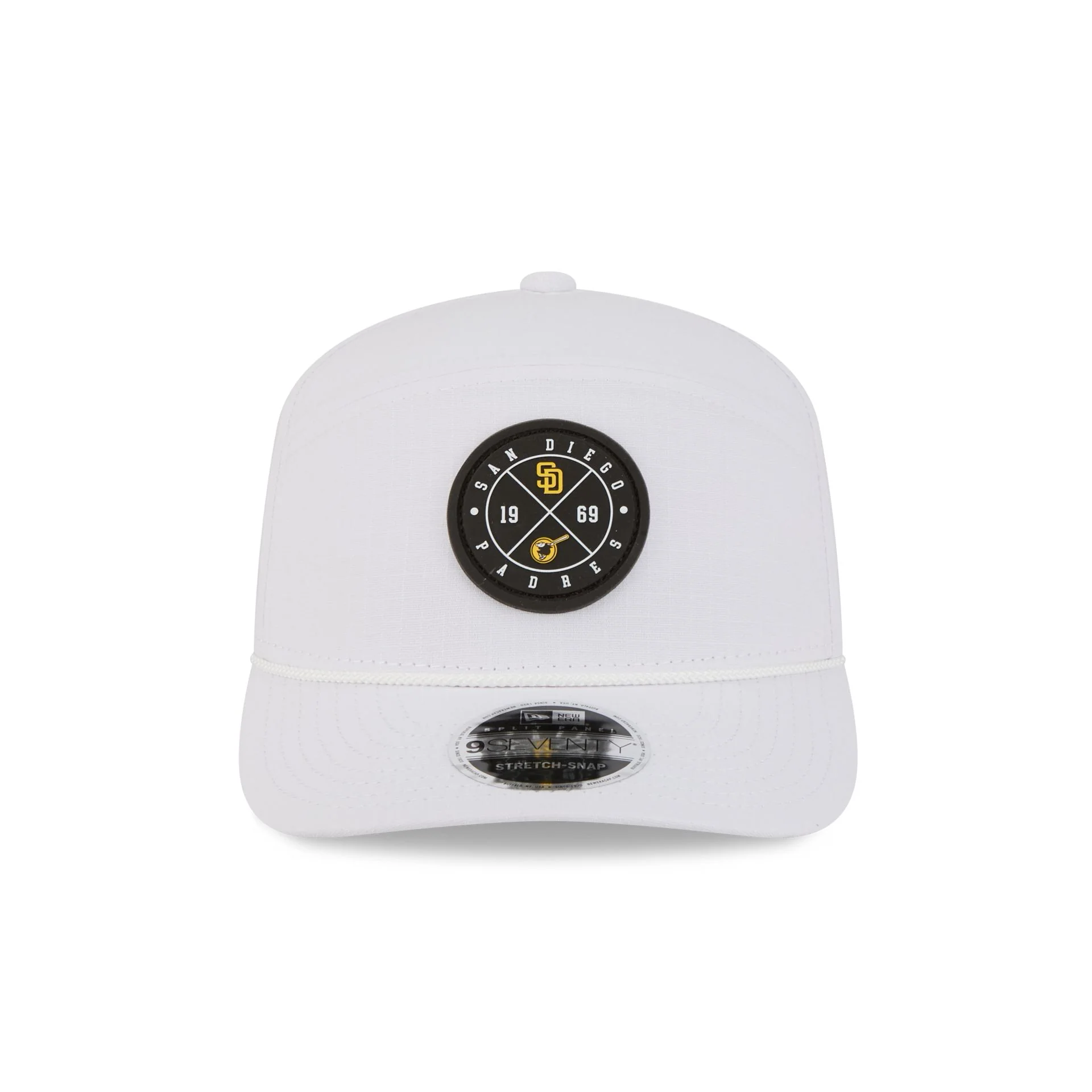 San Diego Padres Circle Logo White Split Panel 9SEVENTY Stretch-Snap Hat - Image 2