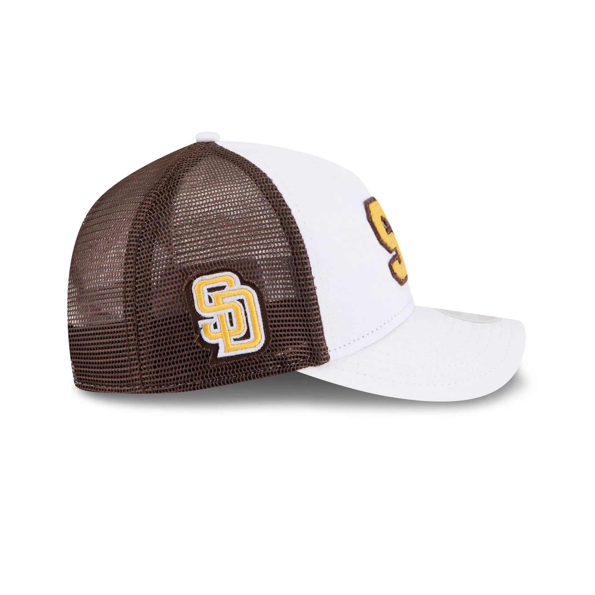 San Diego Padres Optic White Felt Logo Women's 9FORTY M-Crown A-Frame Trucker Hat - Image 4
