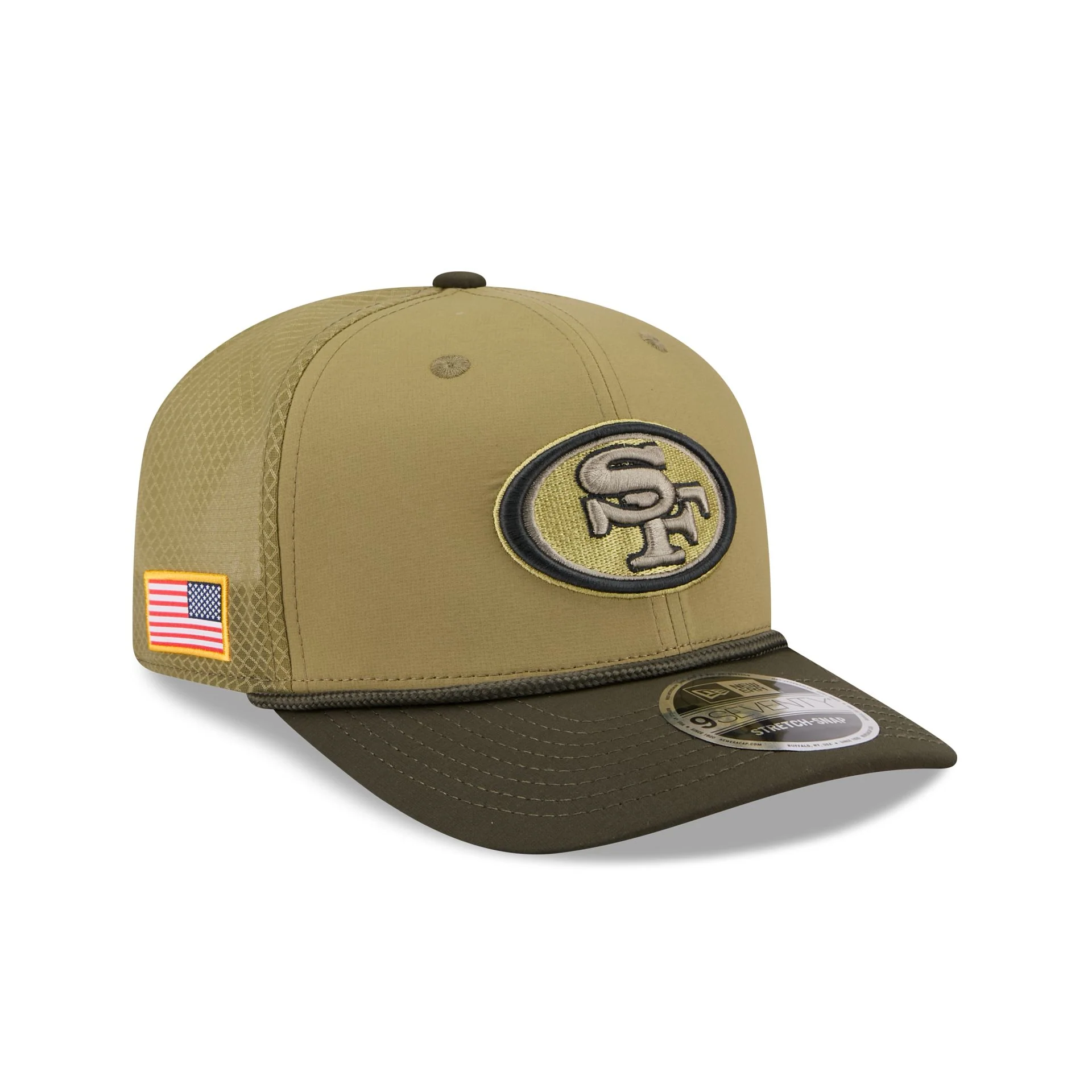 San Francisco 49ers 2025 Salute to Service 9SEVENTY Trucker Hat