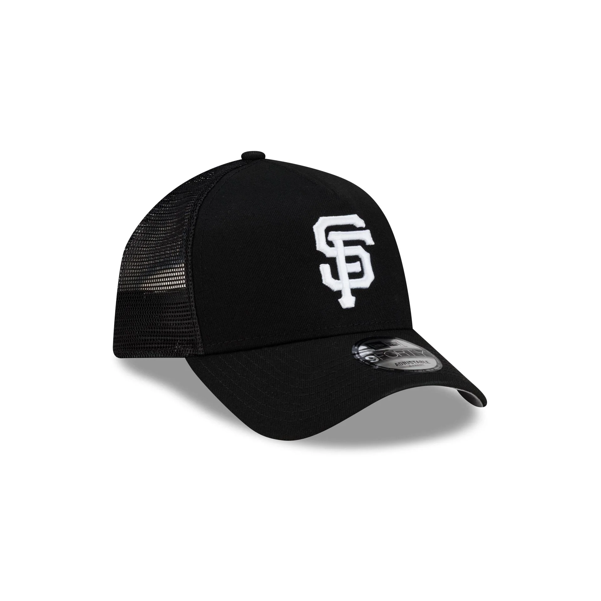 San Francisco Giants Side Script Black 9FORTY A-Frame Trucker Hat - Image 3