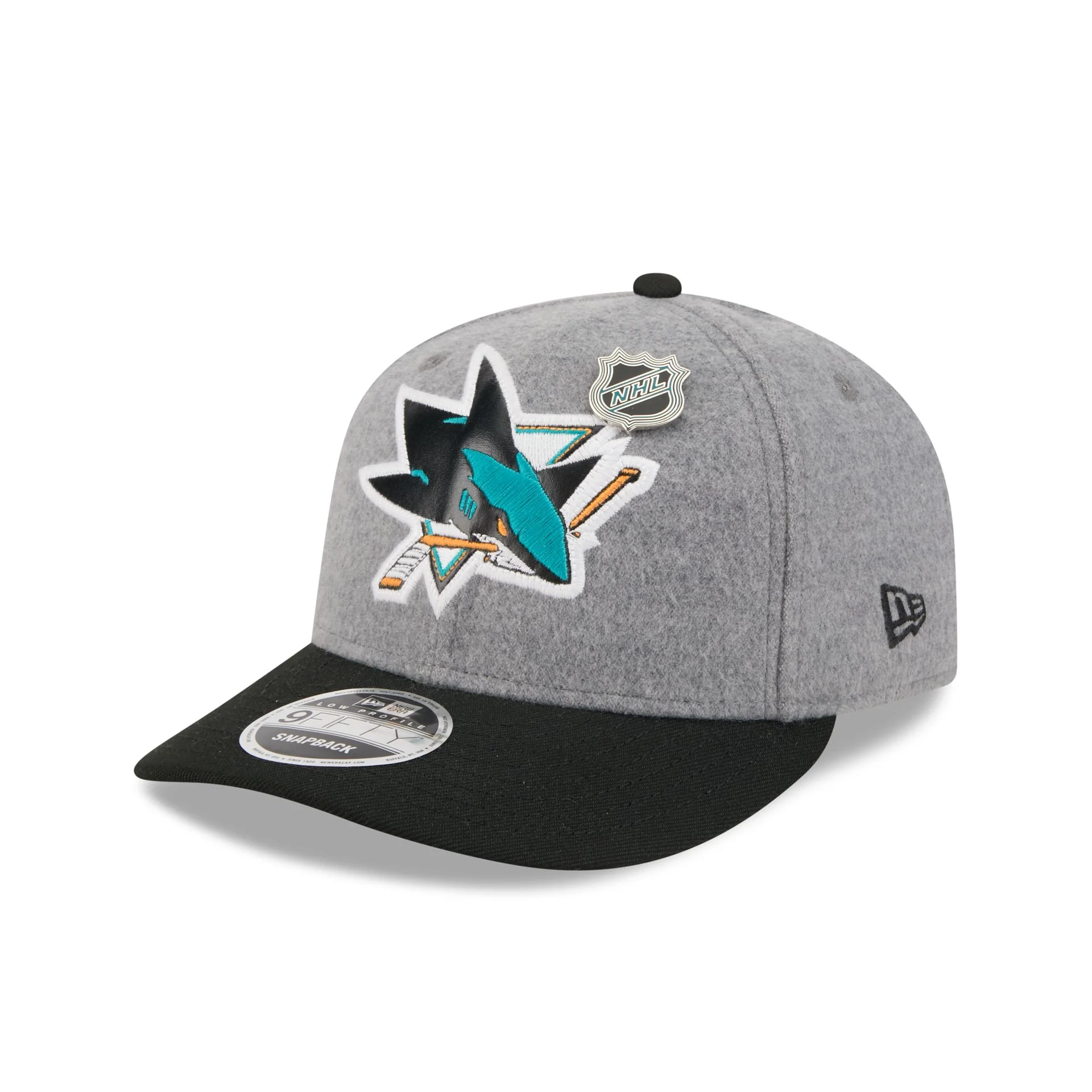 San Jose Sharks Heather Gray Wool Low Profile 9FIFTY Snapback Hat - Image 3