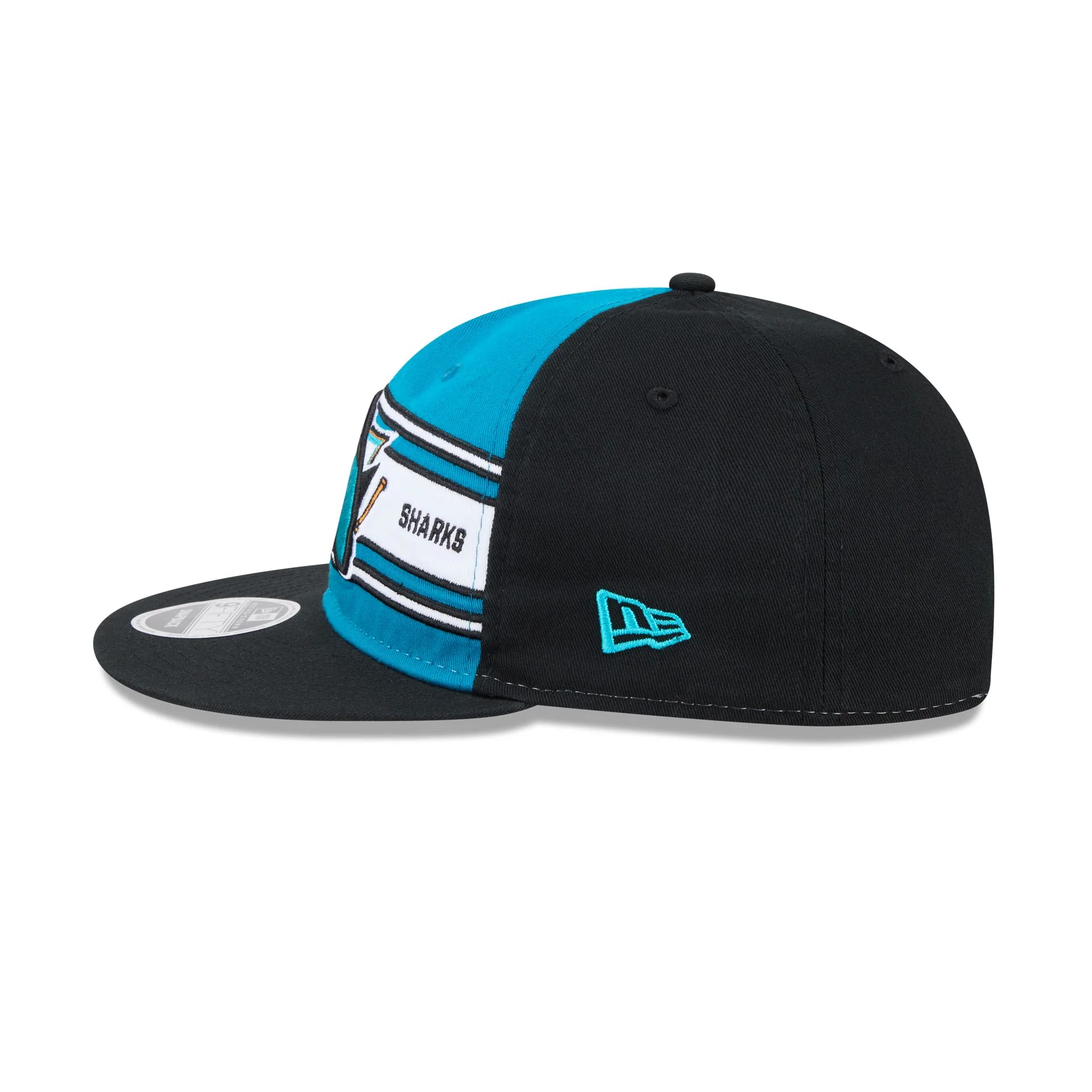 San Jose Sharks Team Stripes Retro Crown 9FIFTY Snapback Hat - Image 4
