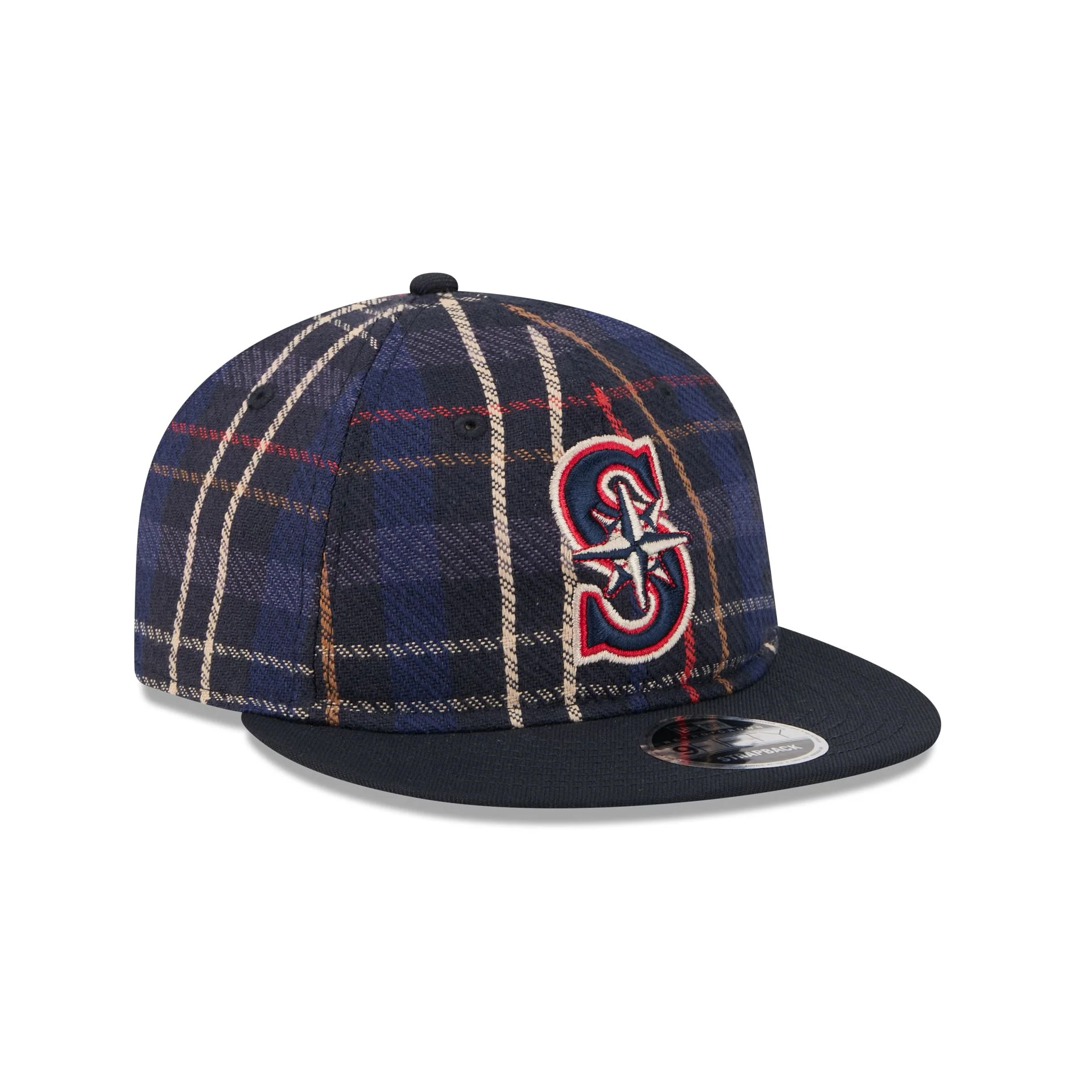 Seattle Mariners Grunge Plaid Retro Crown 9FIFTY Adjustable Hat - Image 3