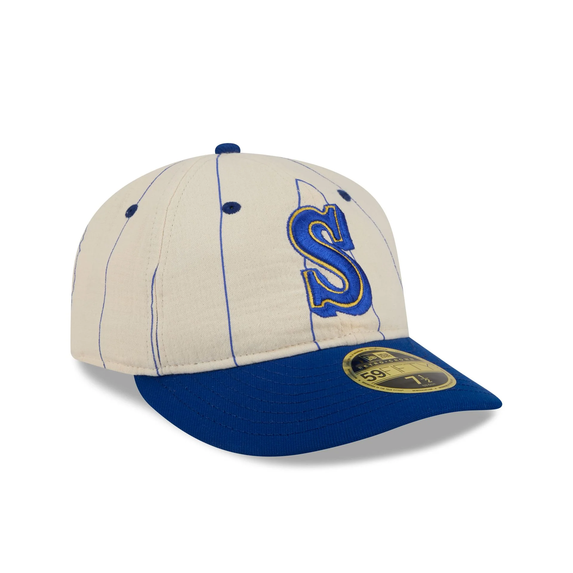 Seattle Mariners Linen Pinstripe Retro Crown 59FIFTY Fitted Hat - Image 3