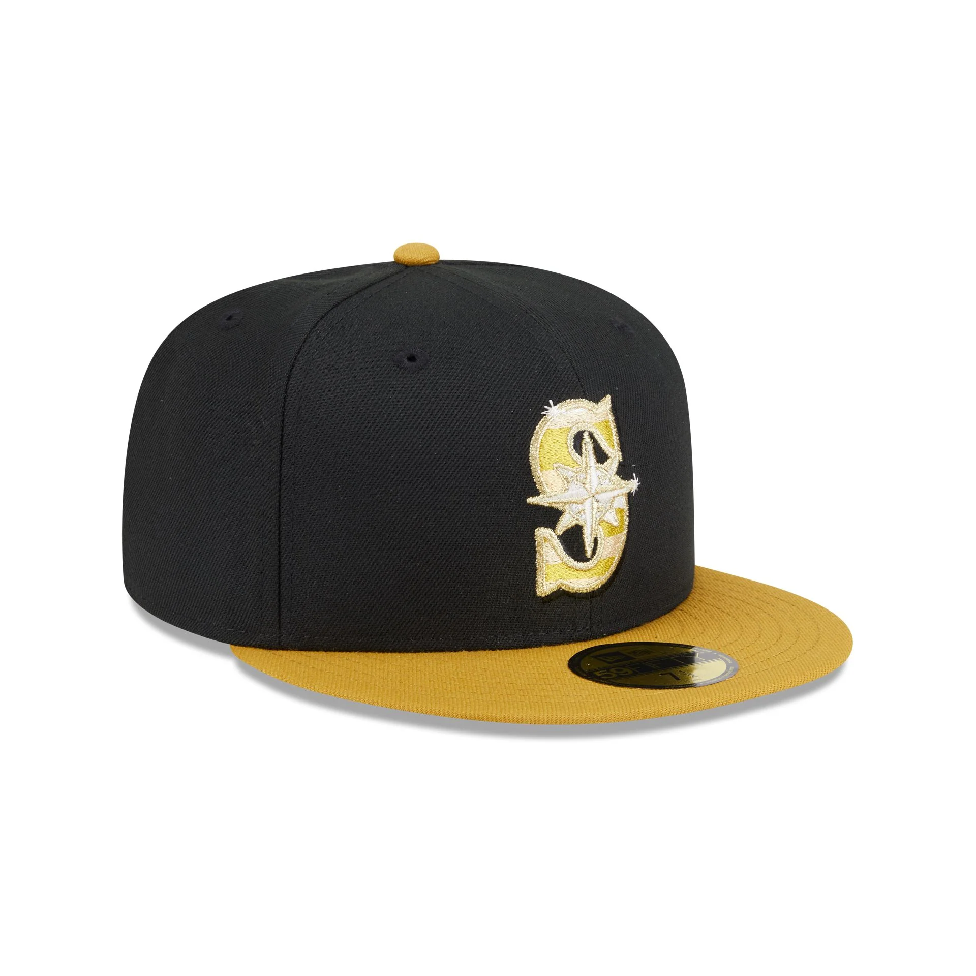 Seattle Mariners Metallic Gold Logo 59FIFTY Fitted Hat - Image 3